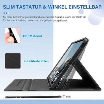 ZMC Samsung Galaxy Tab S7 Plus (T970 T975 T976) 12,4 Zoll Schutz Hülle Tablet-Tastatur (mit Beleuchtete Wireless Abnehmbare Tastatur magnetische Ständer)