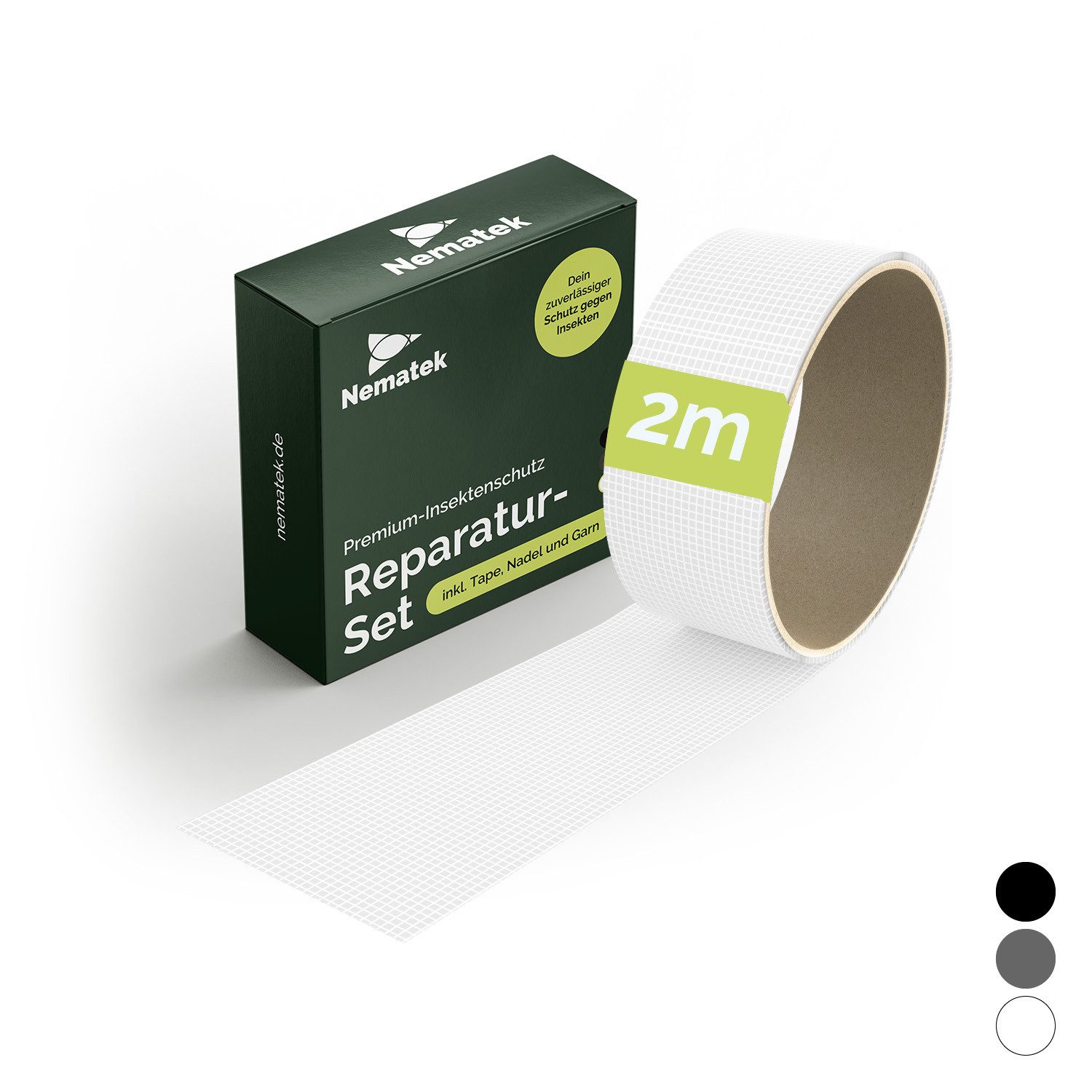 Nematek Insektenschutz-Fensterrahmen Reparatur-Set für Insektenschutzgewebe 4,5 x 200cm Reparatur Klebeband