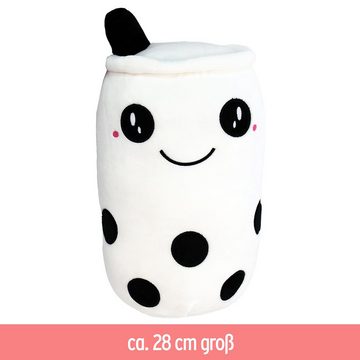 BEMIRO Tierkuscheltier Bubble Tea Stofftier weiß mit Gesicht - ca. 28 cm