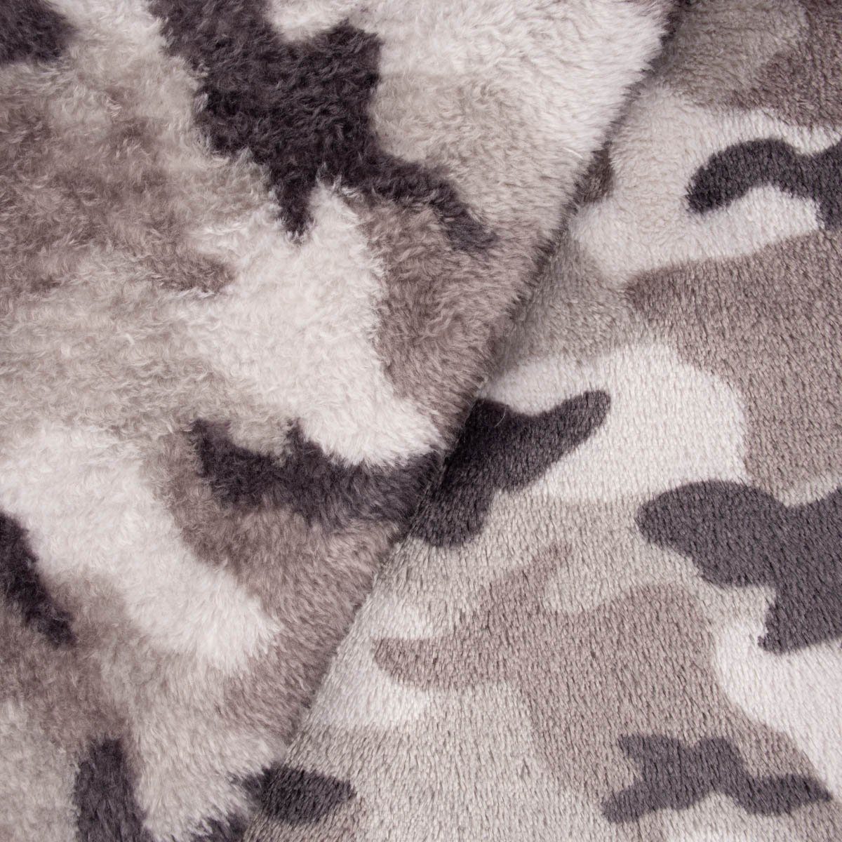 SCHÖNER LEBEN. Stoff Wellness Fleece Camouflage Tarnmuster grau schwarz 1,45m Breite