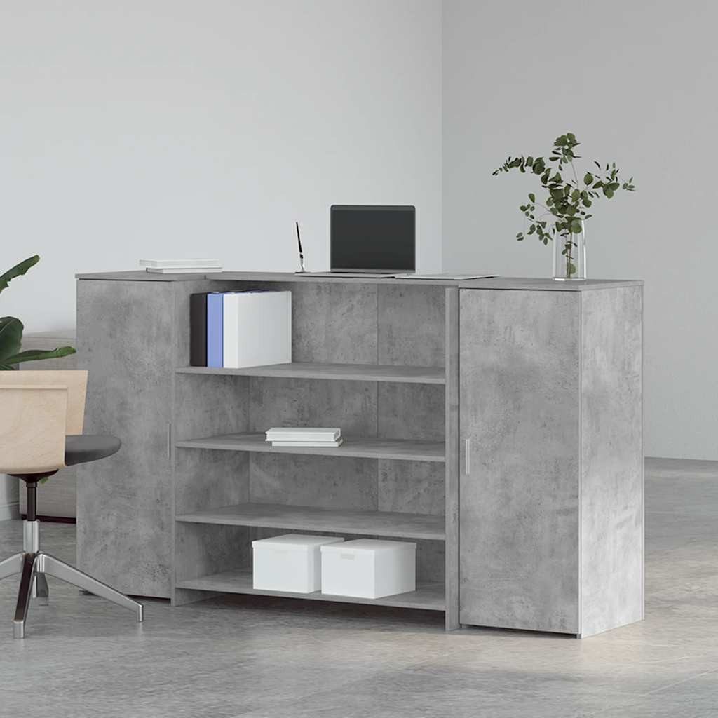 vidaXL Schreibtisch Empfangstheke Betongrau 180x50x103,5 cm Holzwerkstoff