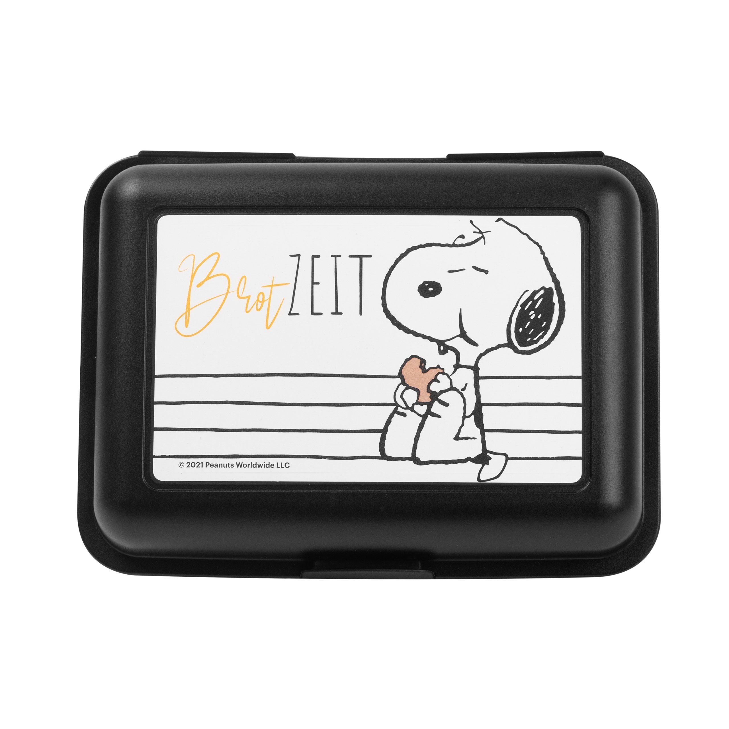 mit Kunststoff - Peanuts Brotzeit (PP) United Brotdose The Labels® Trennwand Lunchbox Schwarz, Snoopy