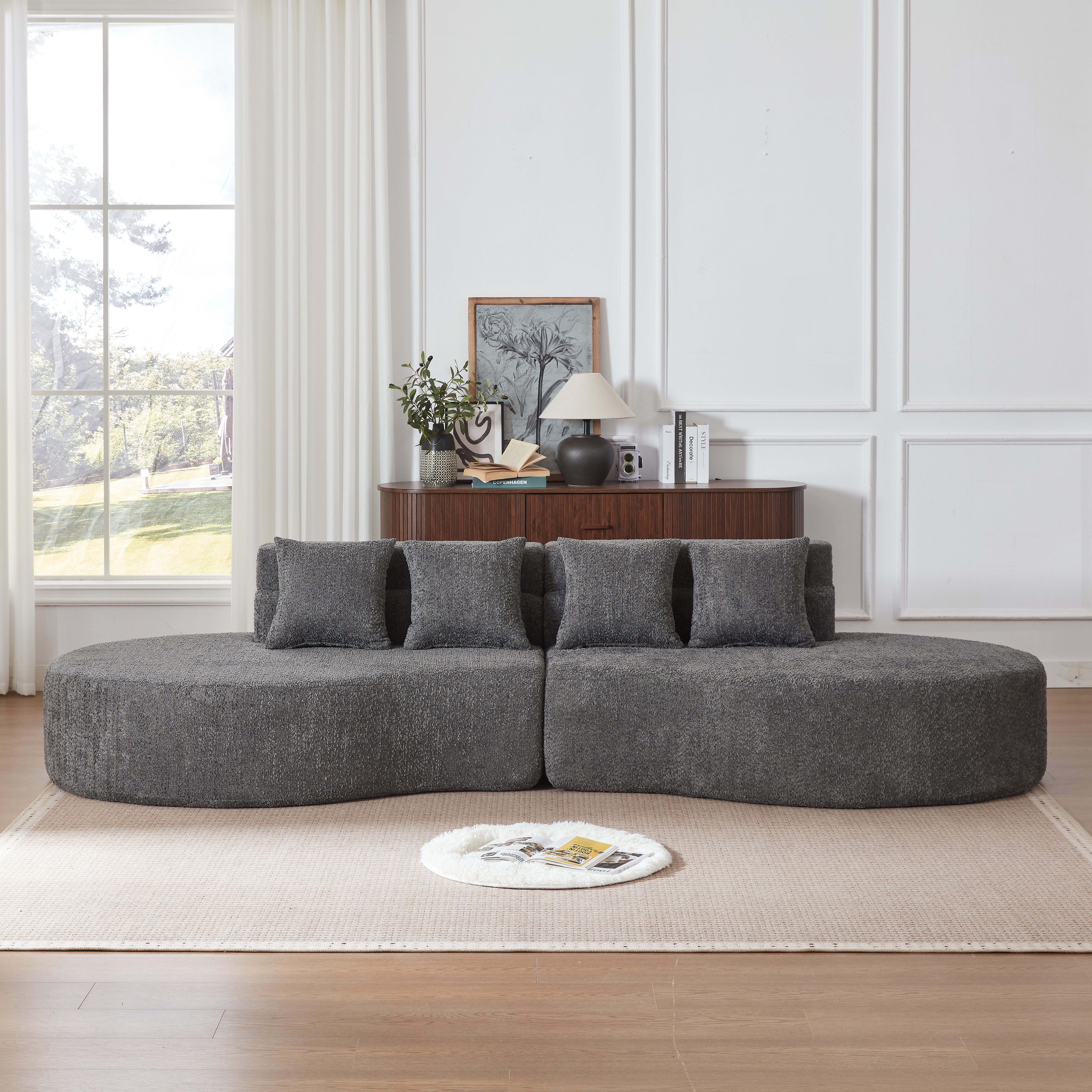 MODFU Loungesofa Schaumsofa, Abnehmbarer, waschbarer Teddyfleece-Bezug 1 Teile
