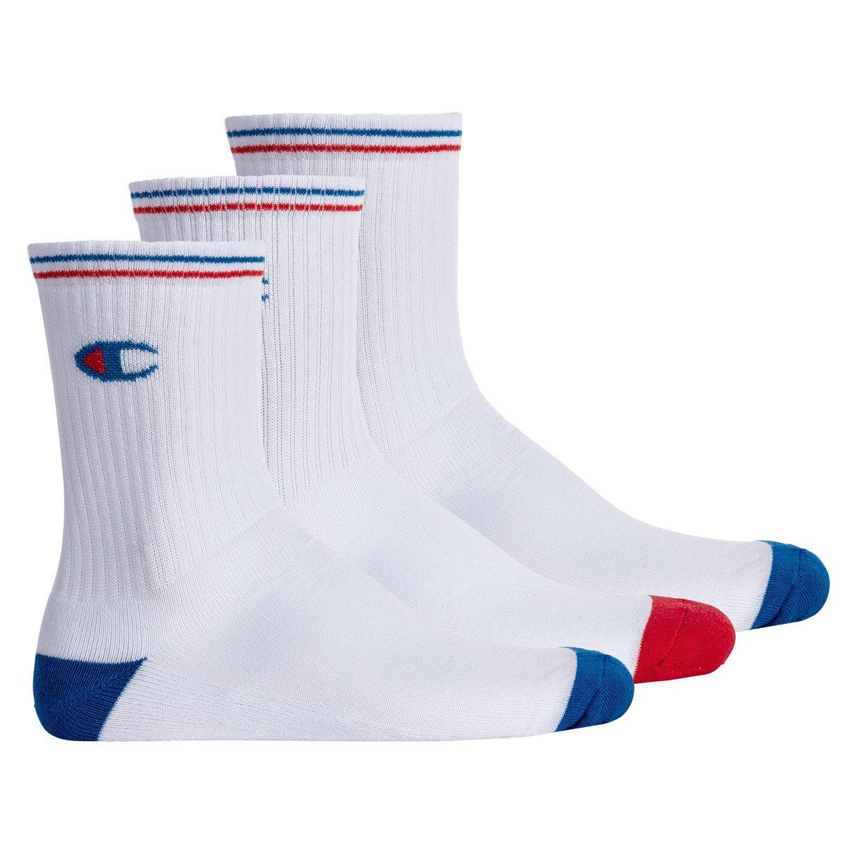 Champion Kurzsocken Unisex Socken, 3 Paar - Crew Socken, Logo Weiß
