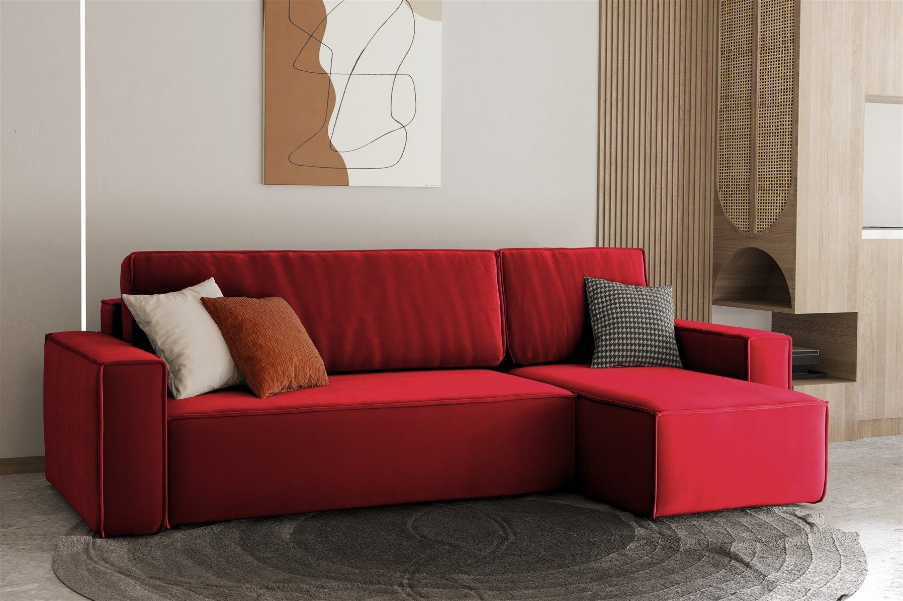 Fun Möbel Ecksofa Ecksofa MARIS mit Ottomane in Stoff Swing, mit Schlaffunktion, Rundumbezug