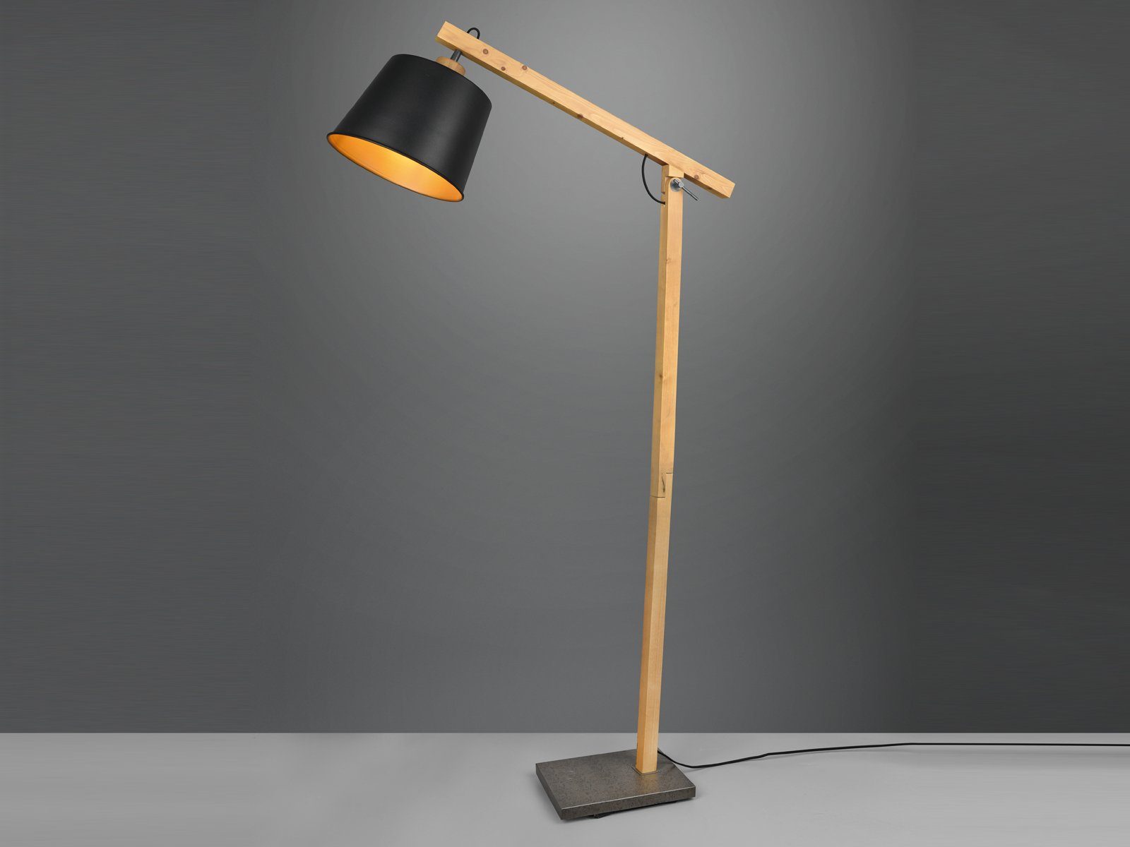 TRIO Leuchten LED Stehlampe, Dimmfunktion, LED wechselbar, Warmweiß, skandinavisch-e Lampe mit Holz stehend für Lese-ecke, Höhe 156cm