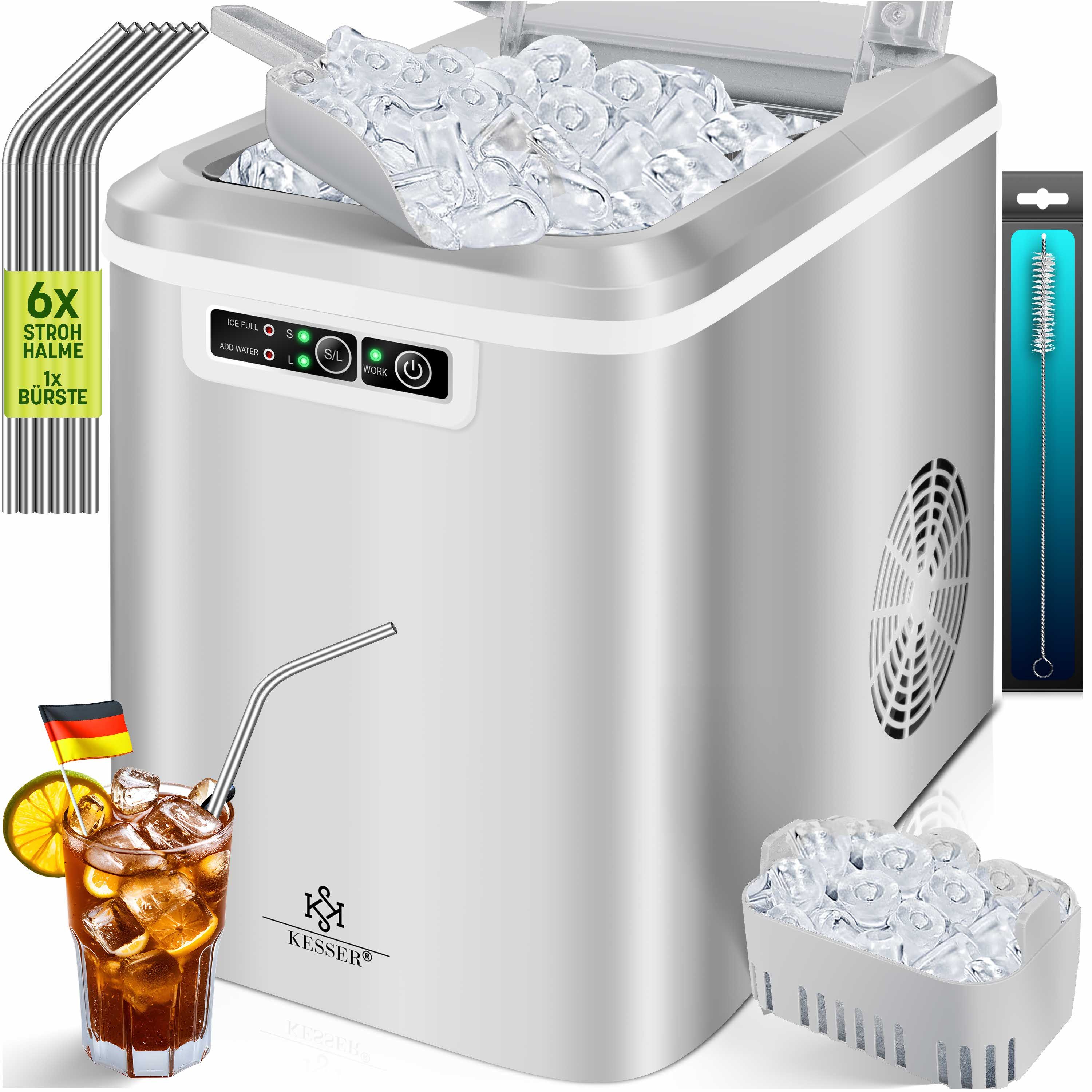 KESSER Eiswürfelmaschine, Eiswürfelbereiter Eiswürfelmaschine Edelstahl Ice Maker