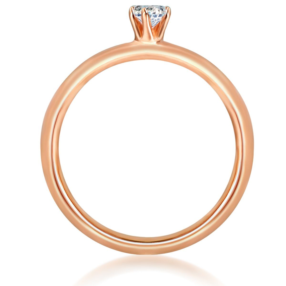 Trilani Silberring roségold, mit Zirkonia im Brillant-Look