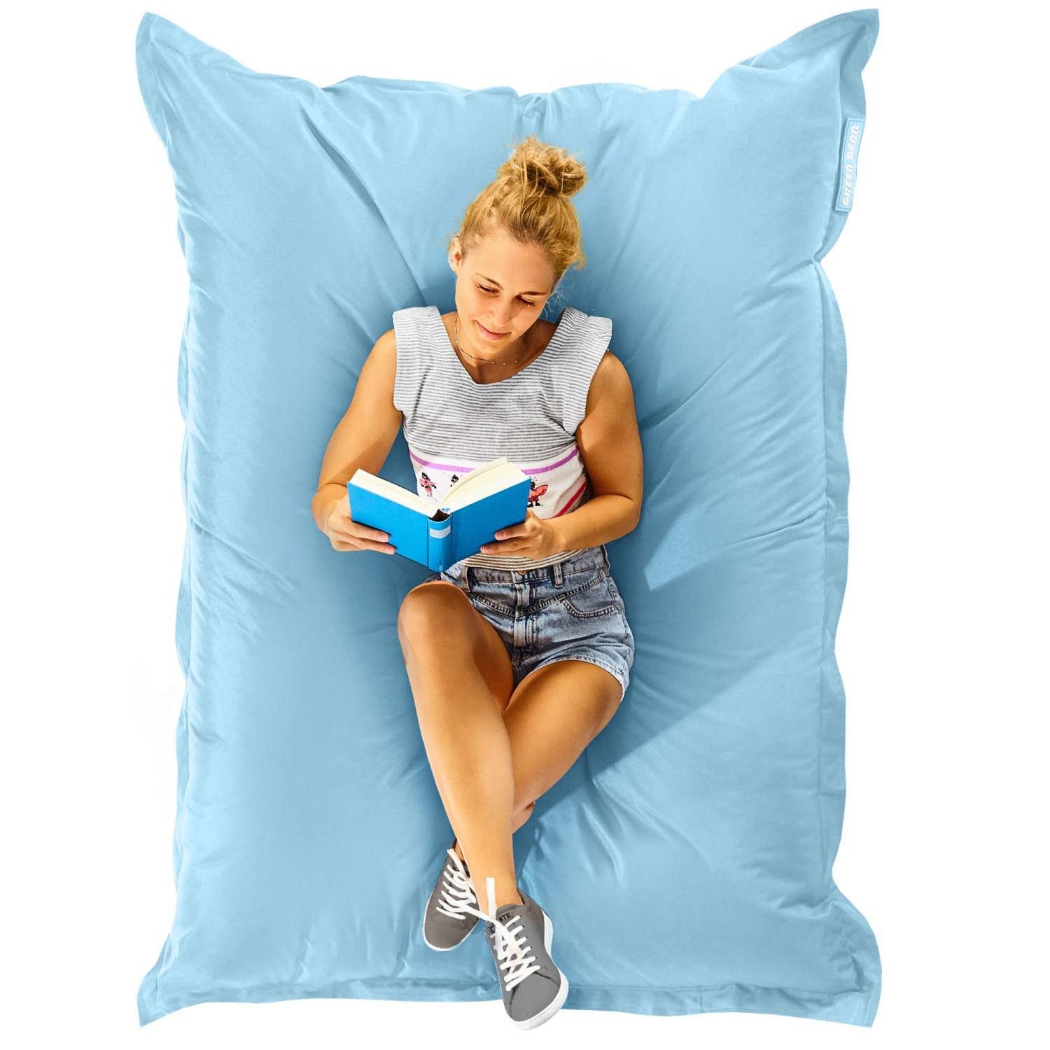 Green Bean Sitzsack XXL Outdoor Sitzsack Square 140x180cm (XXL Riesensitzsack 140x180cm 380 Liter Kinder & Erwachsene Bean Bag EPS Perlen Füllung, Groß Draußen Outdoor Liegekissen), Waschbar Wetterfest Lounge Sitzkissen Bodenkissen