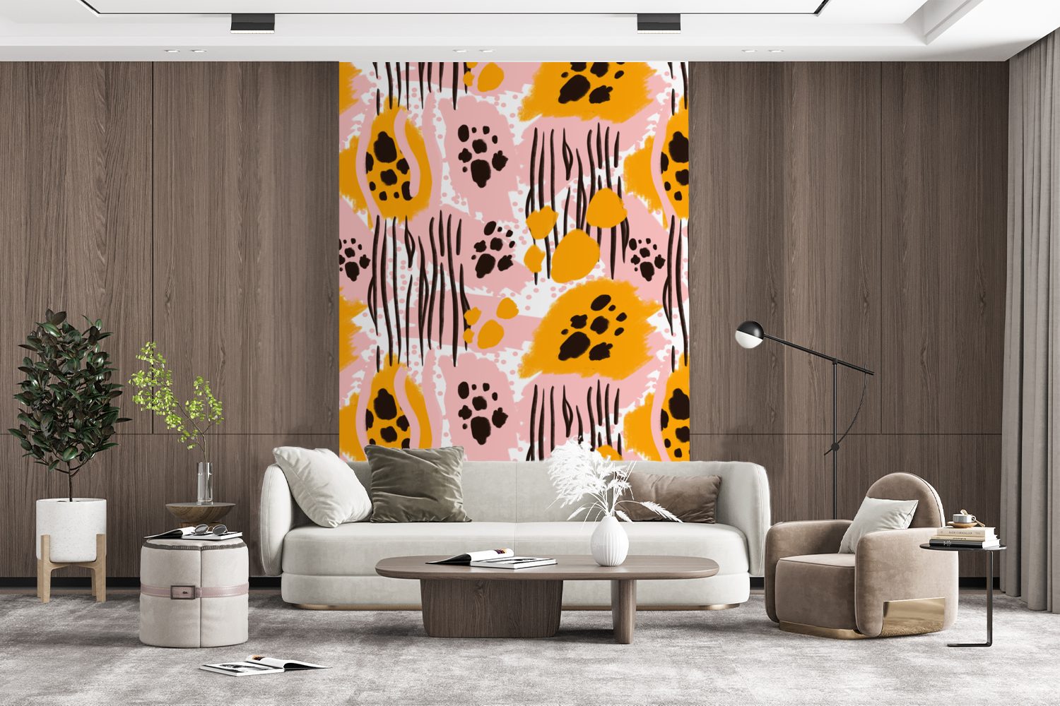 St), Muster, - Vinyl Wohnzimmer, für Tapete Wandtapete Orange - bedruckt, MuchoWow Rosa (3 Matt, Fototapete Montagefertig