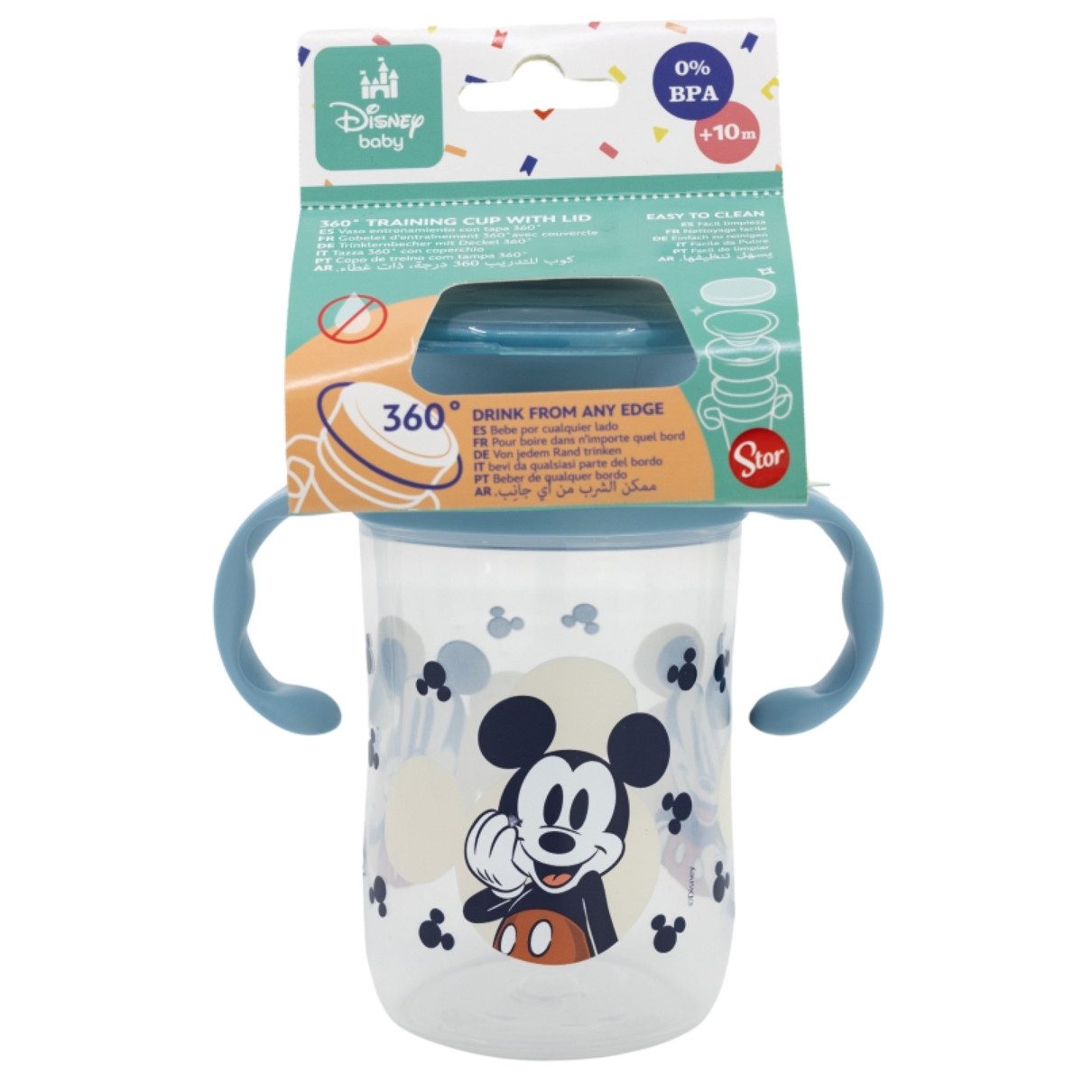 Disney Mickey Mouse Trinkflasche Trinklernbecher 395 ml – 360° Becher mit Griffen und Deckel – Bild 3 von 5