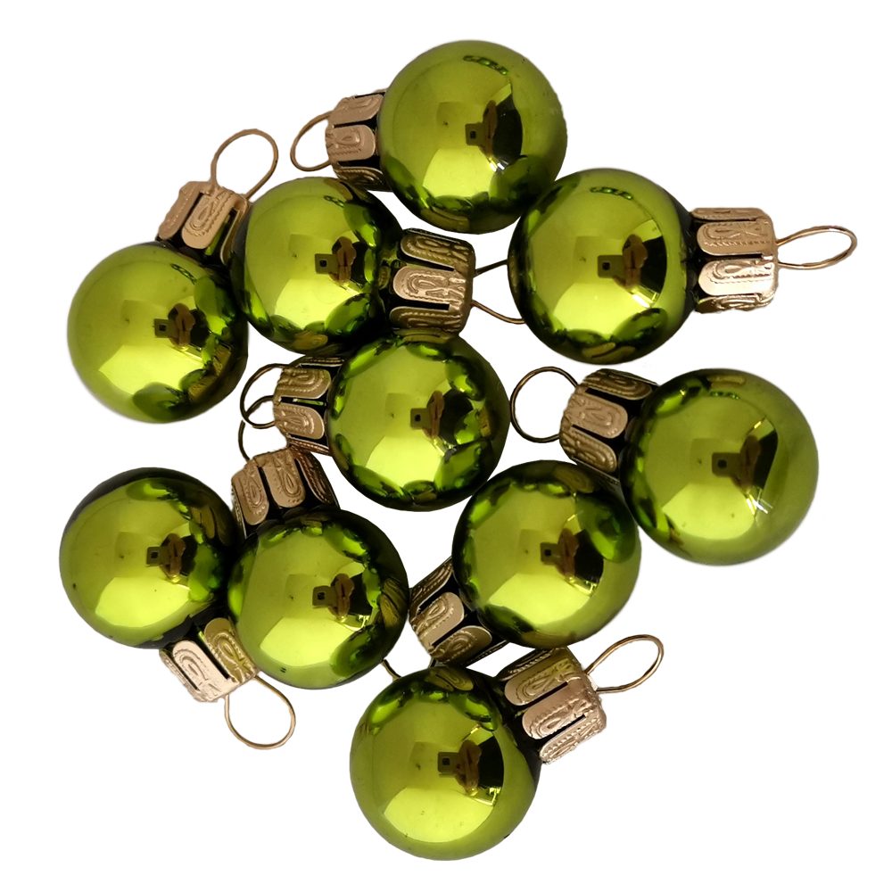 Schatzhauser Weihnachtsbaumkugel Mini-Kugeln, Spiegelbeeren apfelgrün glänzend Ø 2cm (10 St) | Weihnachtskugeln