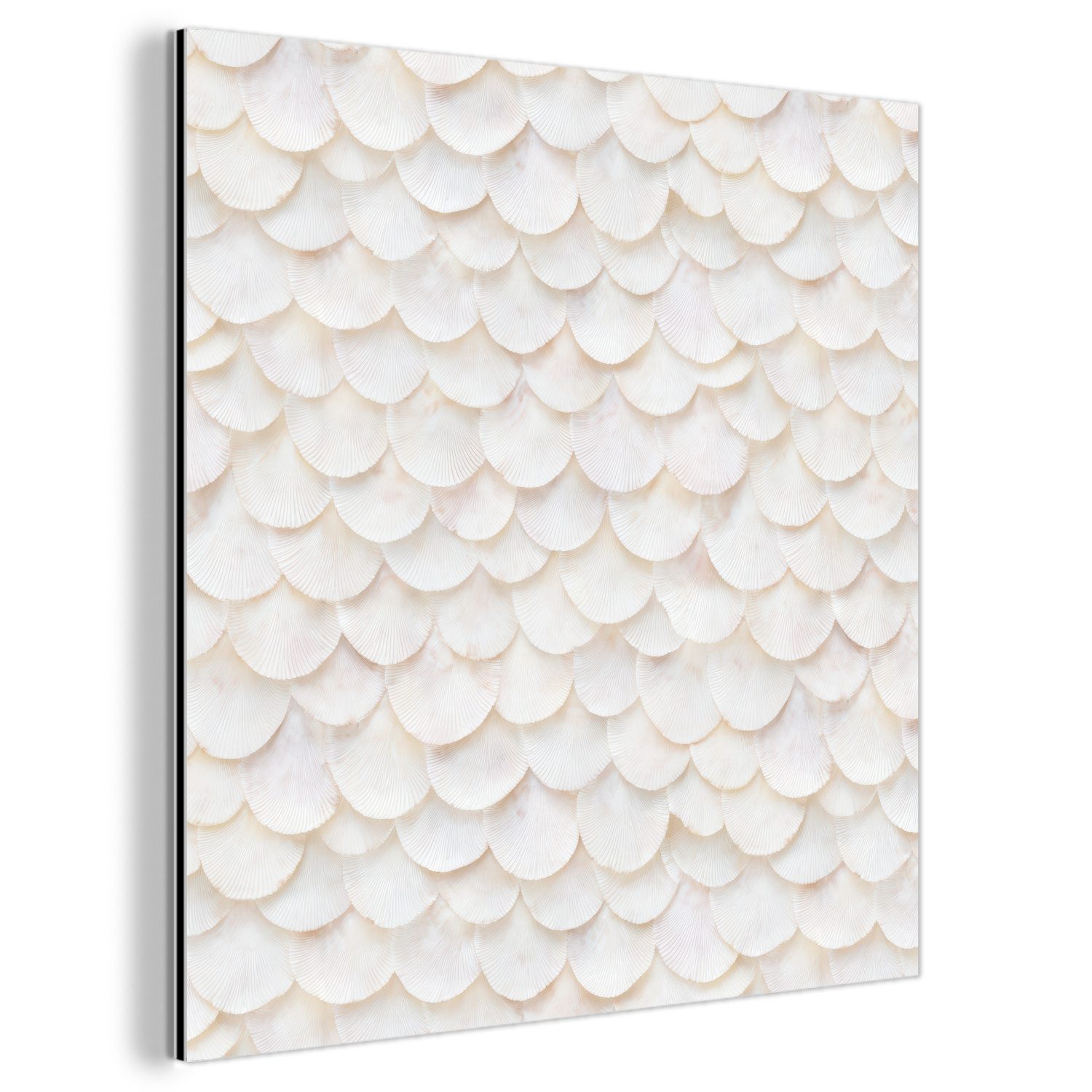 MuchoWow Metallbild Waage - Weiß - Elegant, Inkl. Aufhängung, Alu-Dibond-Druck, Wandbild aus Metall, Aluminium deko, 20x20 cm