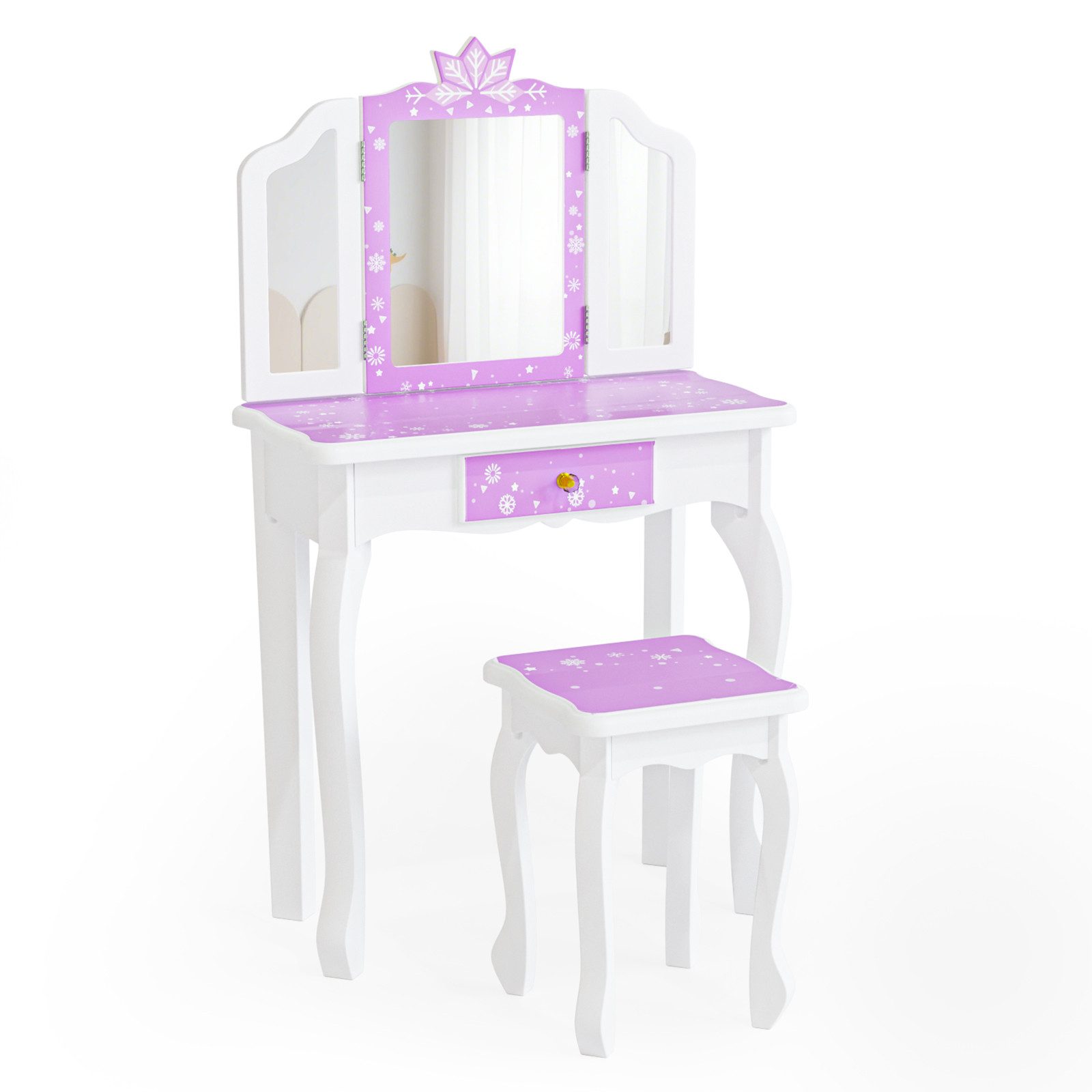 VINGLI Schminktisch mit Hocker und Abnehmbarer Spiegel, für Mädchen ab 3 Ja günstig online kaufen