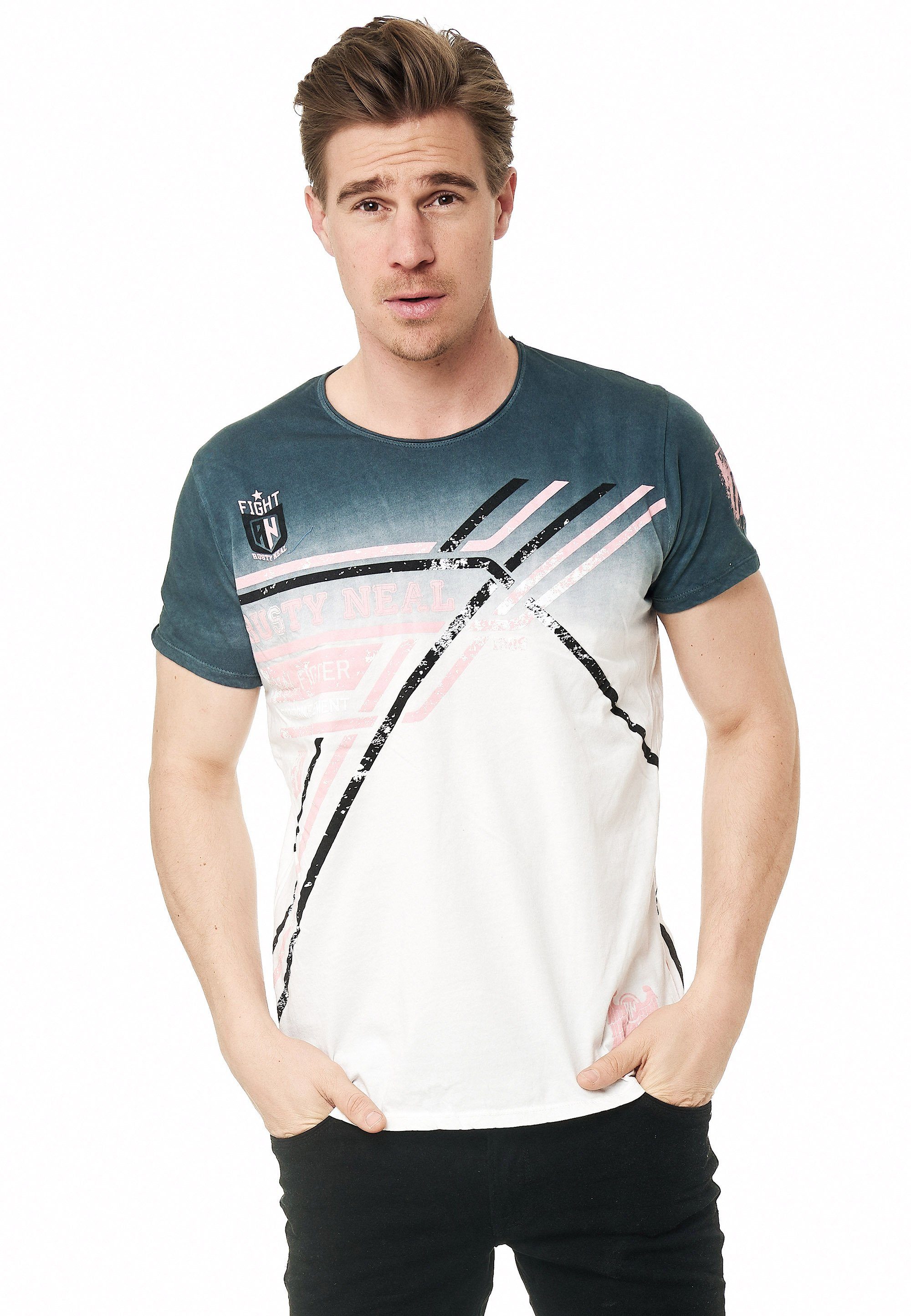 Rusty Neal T-Shirt mit modernem Print anthrazit