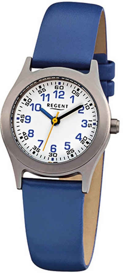 Regent Quarzuhr »URF947 Regent Kinder-Armbanduhr blau Analog F-947«, (Armbanduhr), Kinder Armbanduhr rund, klein (ca. 26mm), Titan, Elegant