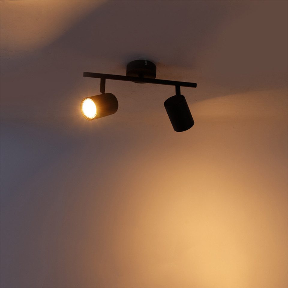 Qazqa LED Aufbaustrahler Jeana, Dimmbar, LED wechselbar, Warmweiß, QAZQA Aufbau­spot, gu10, Schwarz, Stahl, Modern