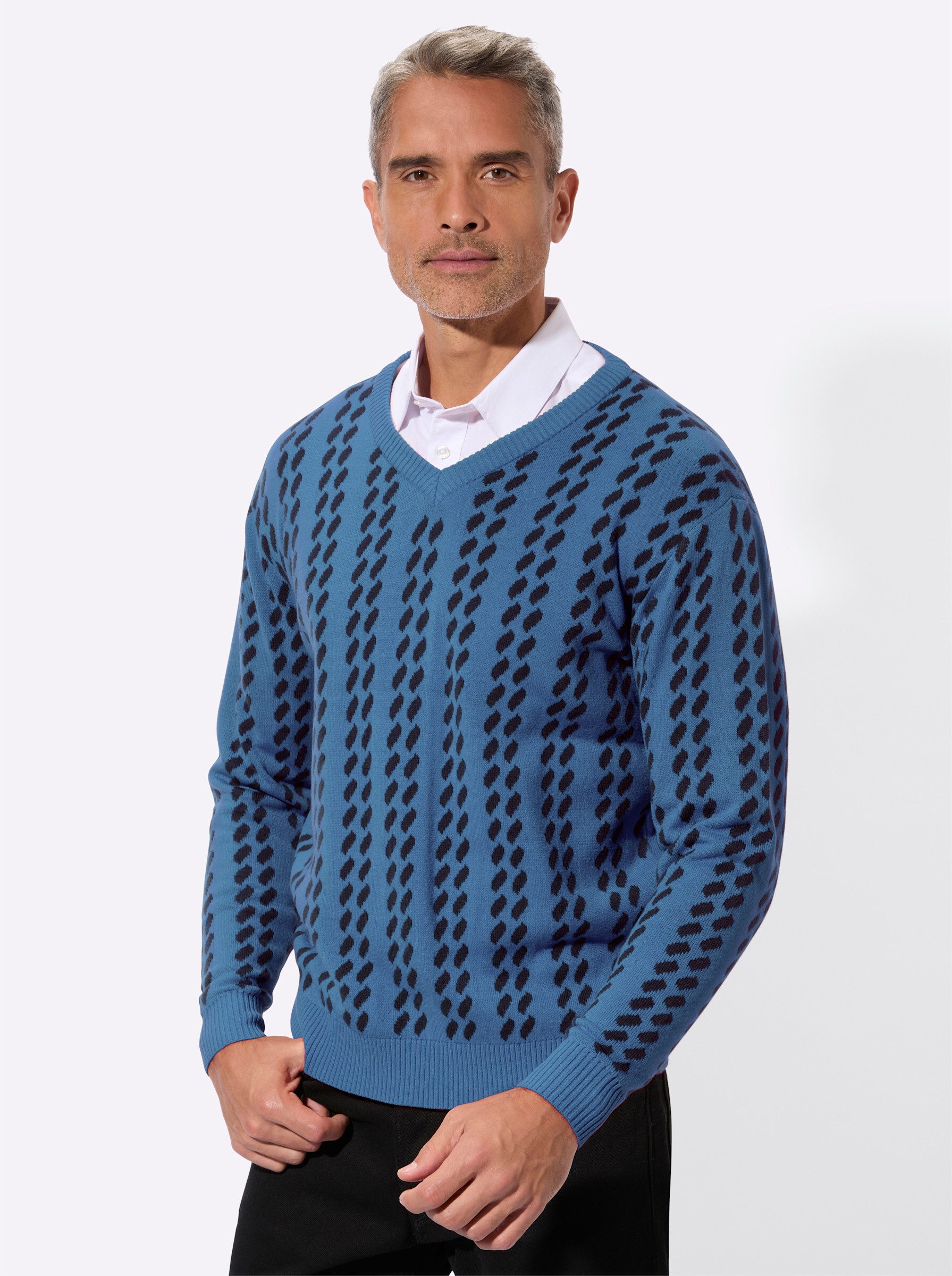 Sieh an! Strickpullover V-Pullover Langarm