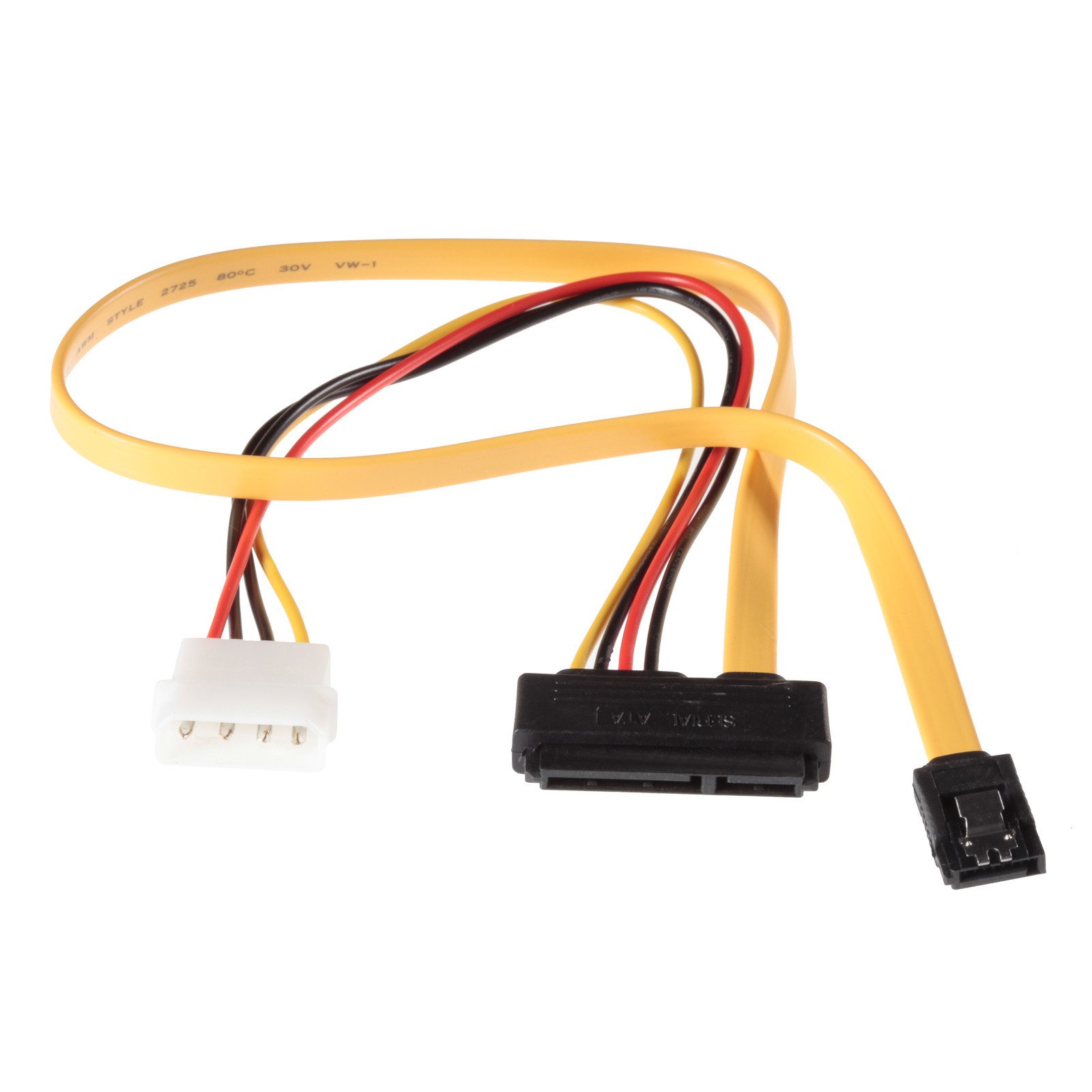 Poppstar SATA 3 HDD SSD Dualkabel Stromkabel, Molex, SATA, bis 6 Gbit/s, Y-Kabel mit Datenkabel (50cm) + Stromkabel (30cm)
