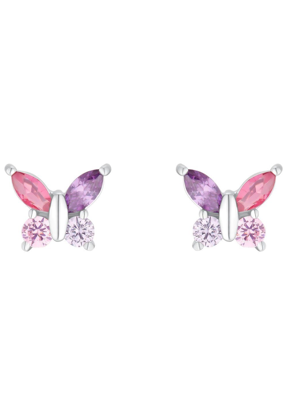 Amor Paar Ohrstecker Schmetterling, 2036525, 2036526, 2036528, mit Zirkonia silberfarben-pink-lila-rosa