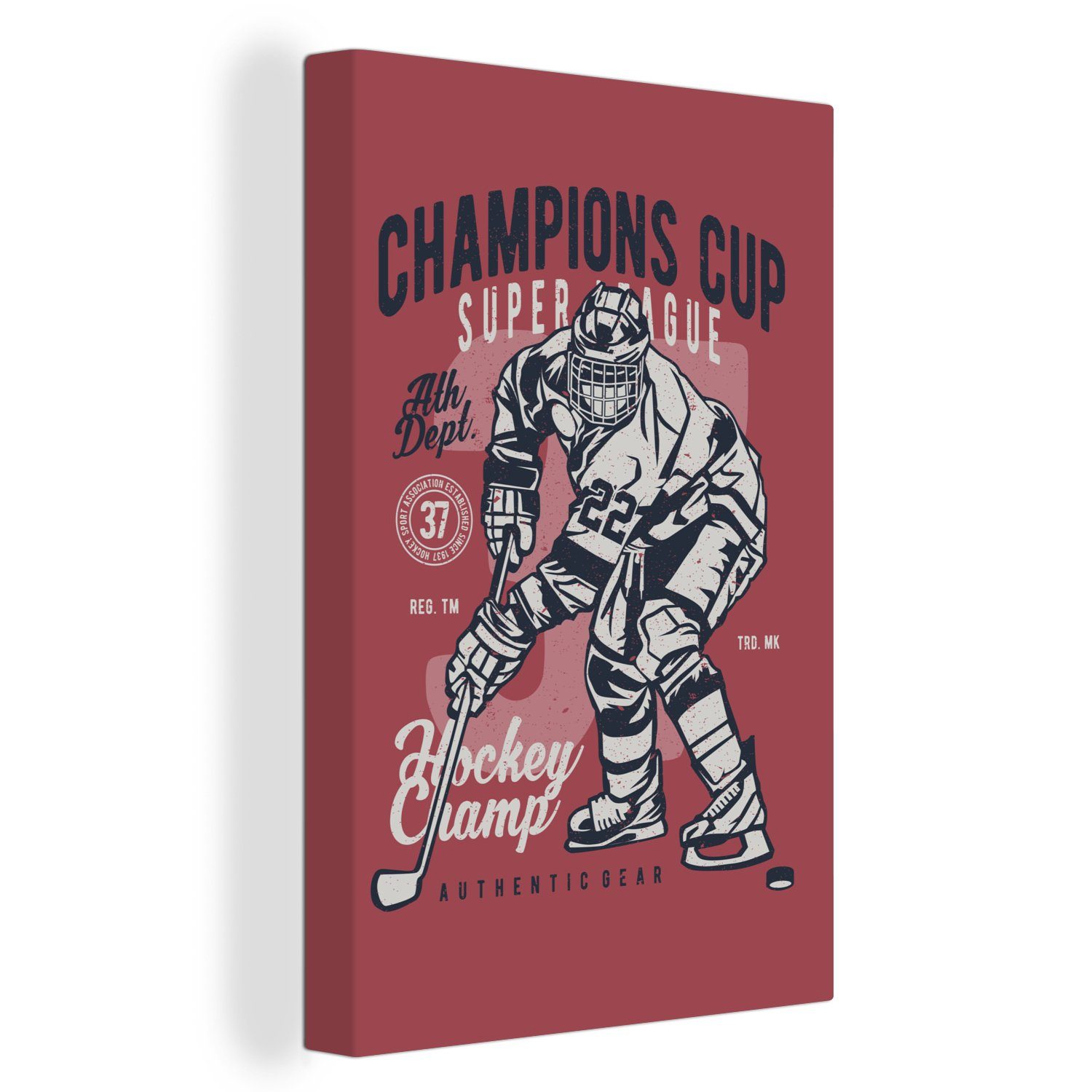 OneMillionCanvasses® Leinwandbild Mancave - Sport - Eishockey - Vintage, (1 St), Leinwandbild fertig bespannt inkl. Zackenaufhänger, Gemälde, 20x30 cm