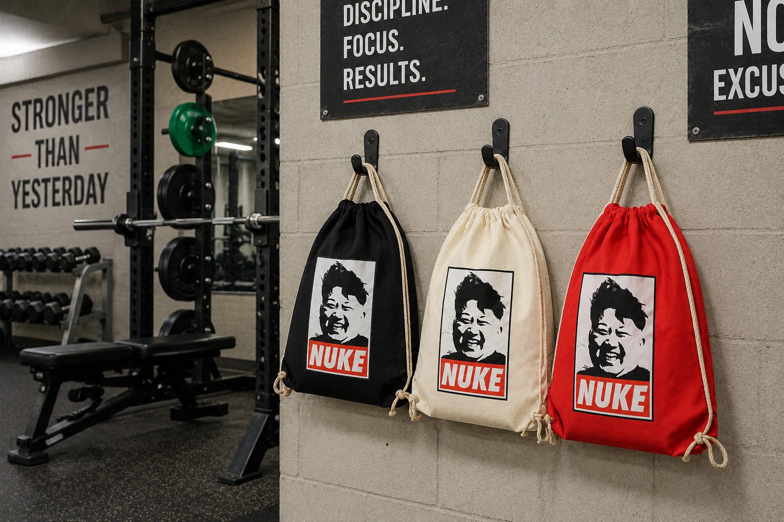 Blondie & Brownie Turnbeutel Nuke Beutel Turnbeutel Satire Portrait Print Statement Fan Tasche (Einzelartikel, Einzelartikel), Nuke Beutel Satire Print Statement Turnbeutel