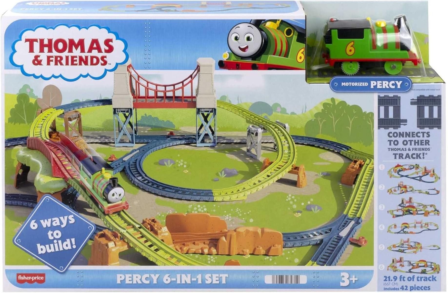 Fisher-Price® Spielzeug-Eisenbahn Thomas & Friends Percy 6-in-1 Spielzeugbahn Eisenbahn Zug ab 3 Jahren