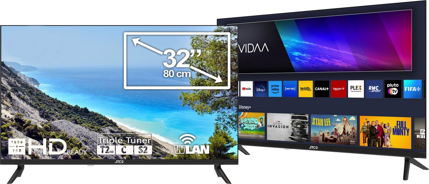 JTC-24 JTCS32H39323FL LED-Fernseher (80,00 cm/32 Zoll, Smart TV, LAN/WLAN, DLNA, Miracast WiFi Display) ! RABATT: 48.42% JTC-24 JTCS32H39323FL LED-Fernseher (80,00 cm/32 Zoll, Smart TV, LAN/WLAN, DLNA, Miracast WiFi Display) ! RABATT: 48.42%