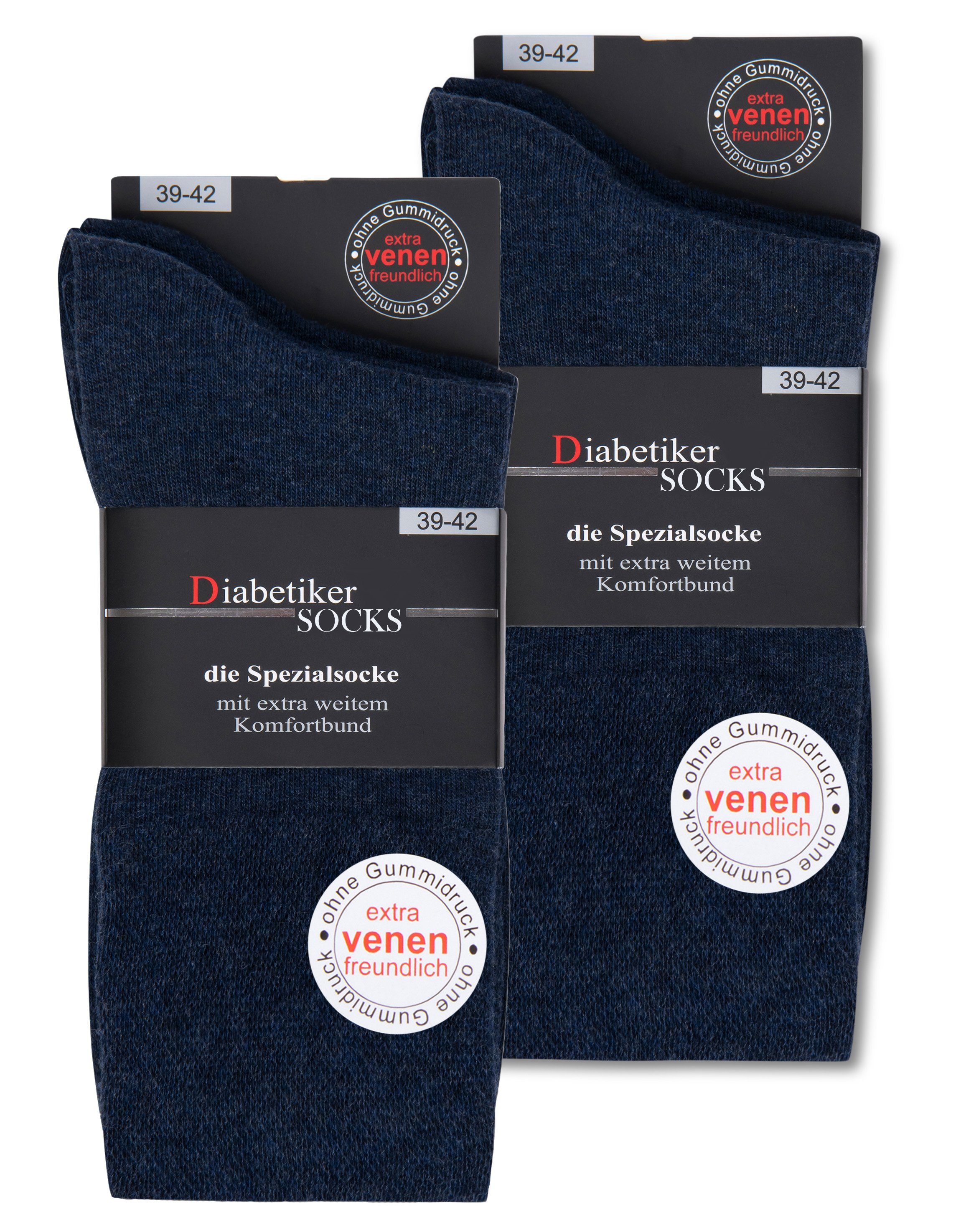 sockenkauf24 Diabetikersocken »6 Paar Damen & Herren Socken mit  Komfortbund« (Jeans, 39-42) ohne Gummi & ohne Naht 97% Baumwolle - 39611