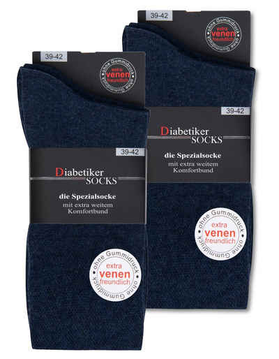 sockenkauf24 Diabetikersocken 6 Paar Damen & Herren Socken mit Komfortbund (Jeans, 39-42) ohne Gummi & ohne Naht 97% Baumwolle - 39611