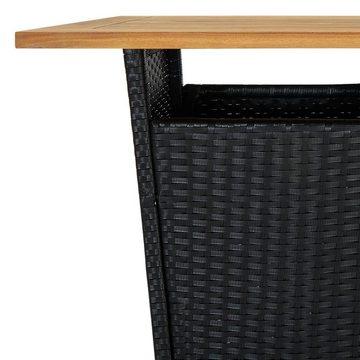 vidaXL Gartenlounge-Set 3-tlg. Gartenbar-Set mit Kissen Poly Rattan Schwarz, (3-tlg)