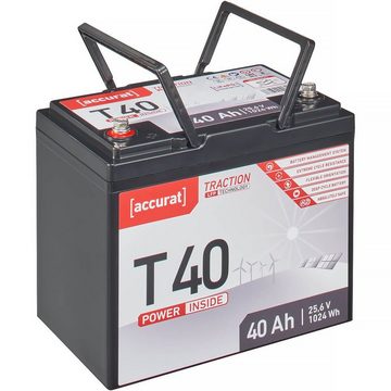 accurat 24V 40Ah LiFePO4 Lithium Batterie 1024Wh BMS Akku Batterie, (24 V)