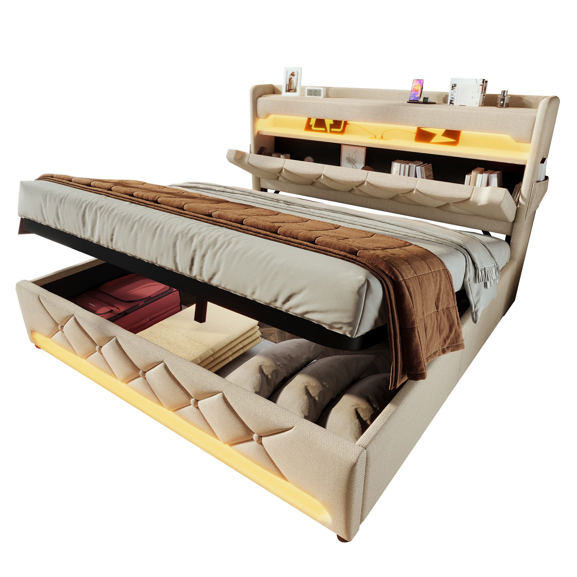 REDOM Polsterbett Modernes Bett mit Ladefunktion günstig online kaufen