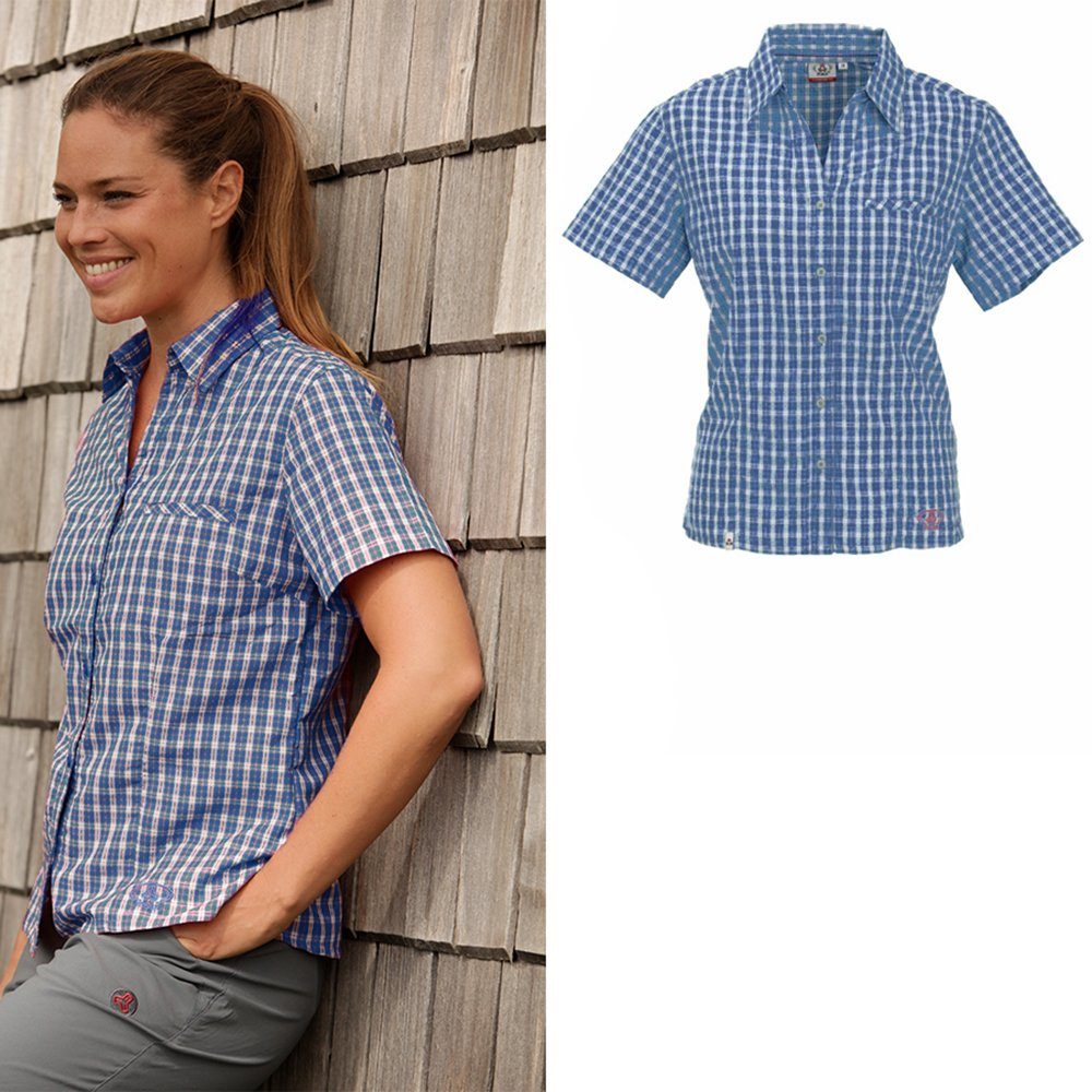 Maul T-Shirt Maul - Sandnes 2 - Damen Outdoor Bluse - blau kariert