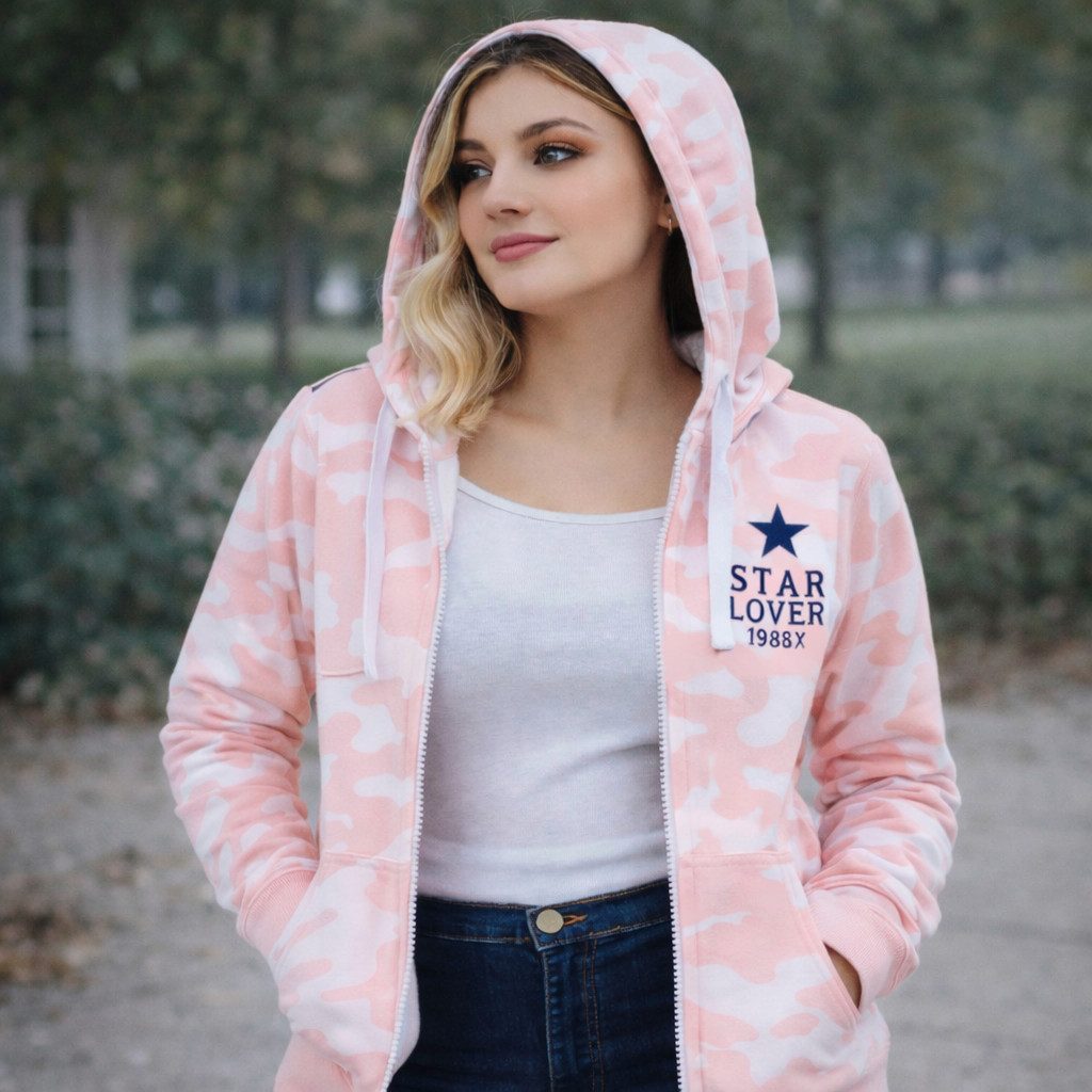Hoodie Damen Fleece Pulli Kapuzenpullover Sweatjacke mit Reißverschluss