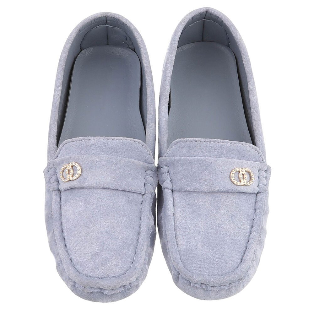 Ital-Design Modischer Mokassin für Damen mit eleganten Details Slipper (91554426) Flach Mokassins in Hellblau – Bild 4 von 5