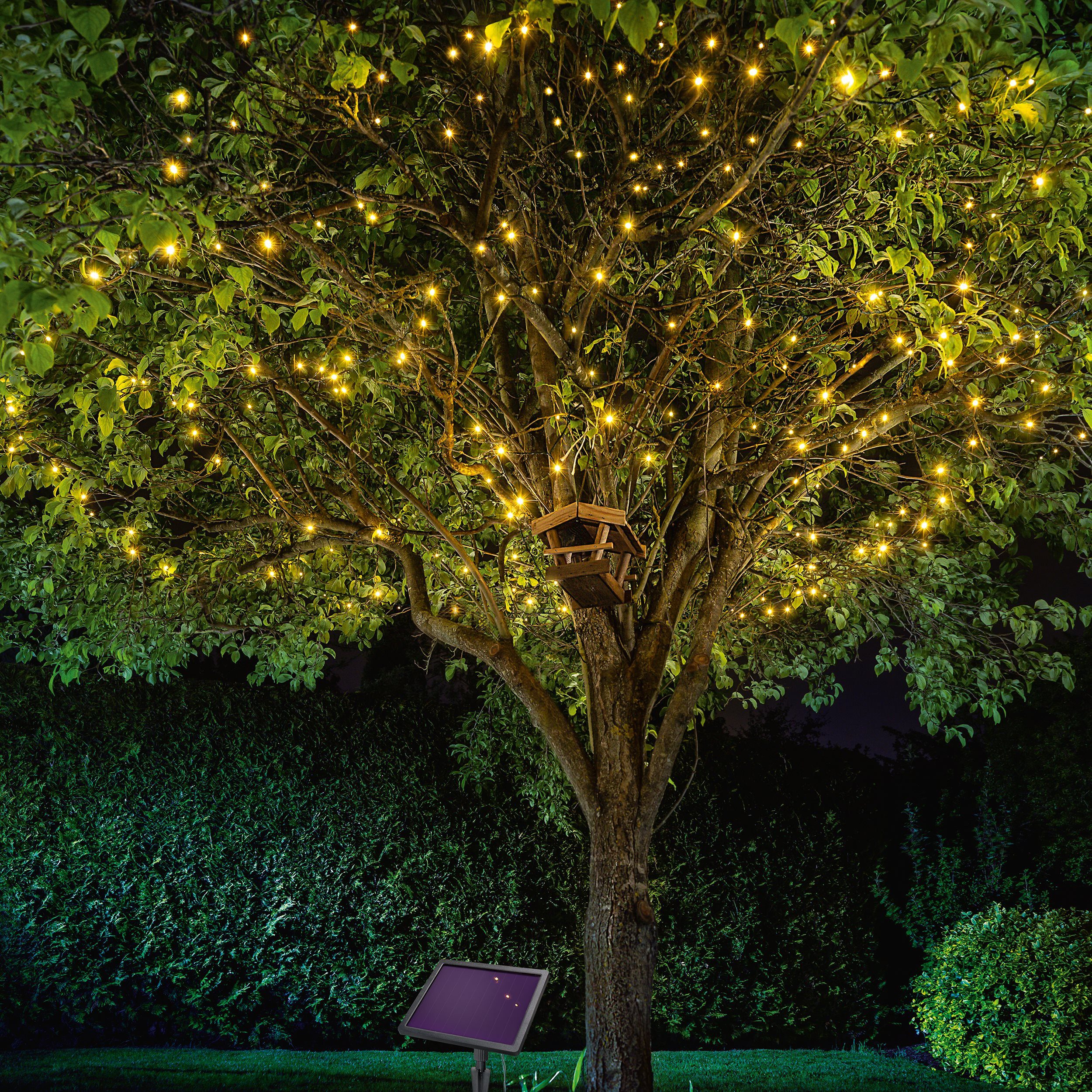 esotec LED-Lichterkette Solar Lichtkette 200 warmweiße LEDs 3000K Weihnachtsbeleuchtung 102570