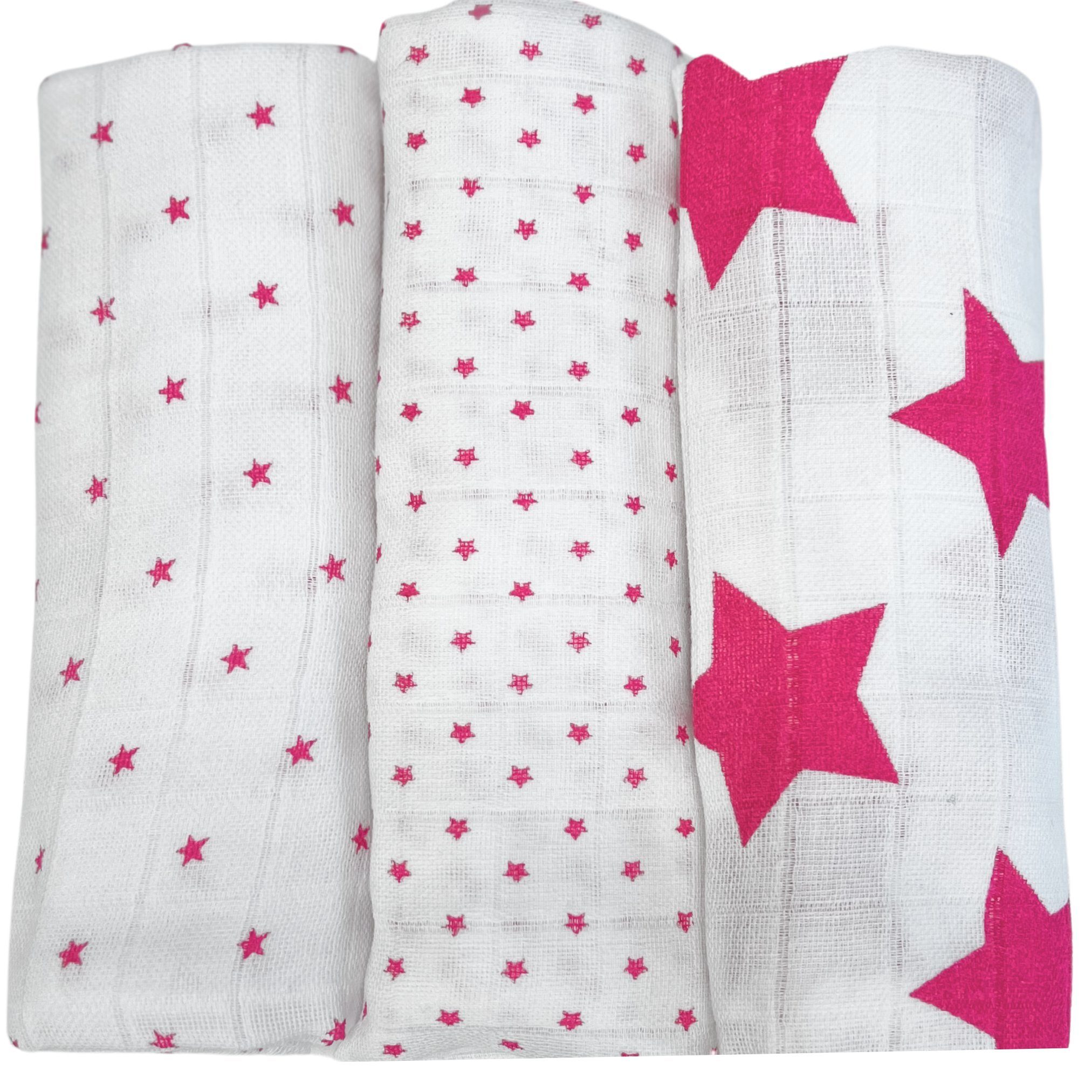 Babymajawelt Тканевые подгузники Baby Mullwindeln "Stars" 80x80 cm 3er Pack, Premium Spucktücher (Starter Set, 3-St., Packung), Made in Europe, Sterne, besonders hautfreundlich und atmungsaktiv