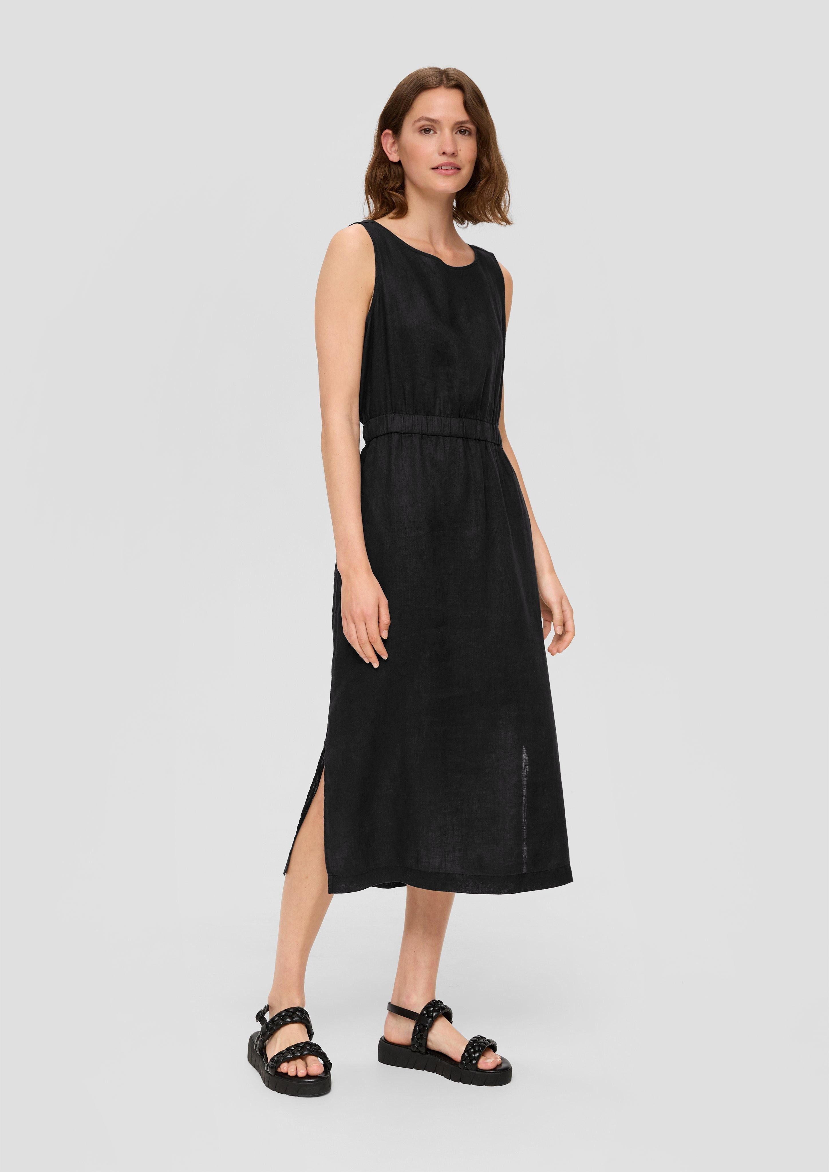 s.Oliver Maxikleid Ärmelloses Leinenkleid mit Elastikbund günstig online kaufen