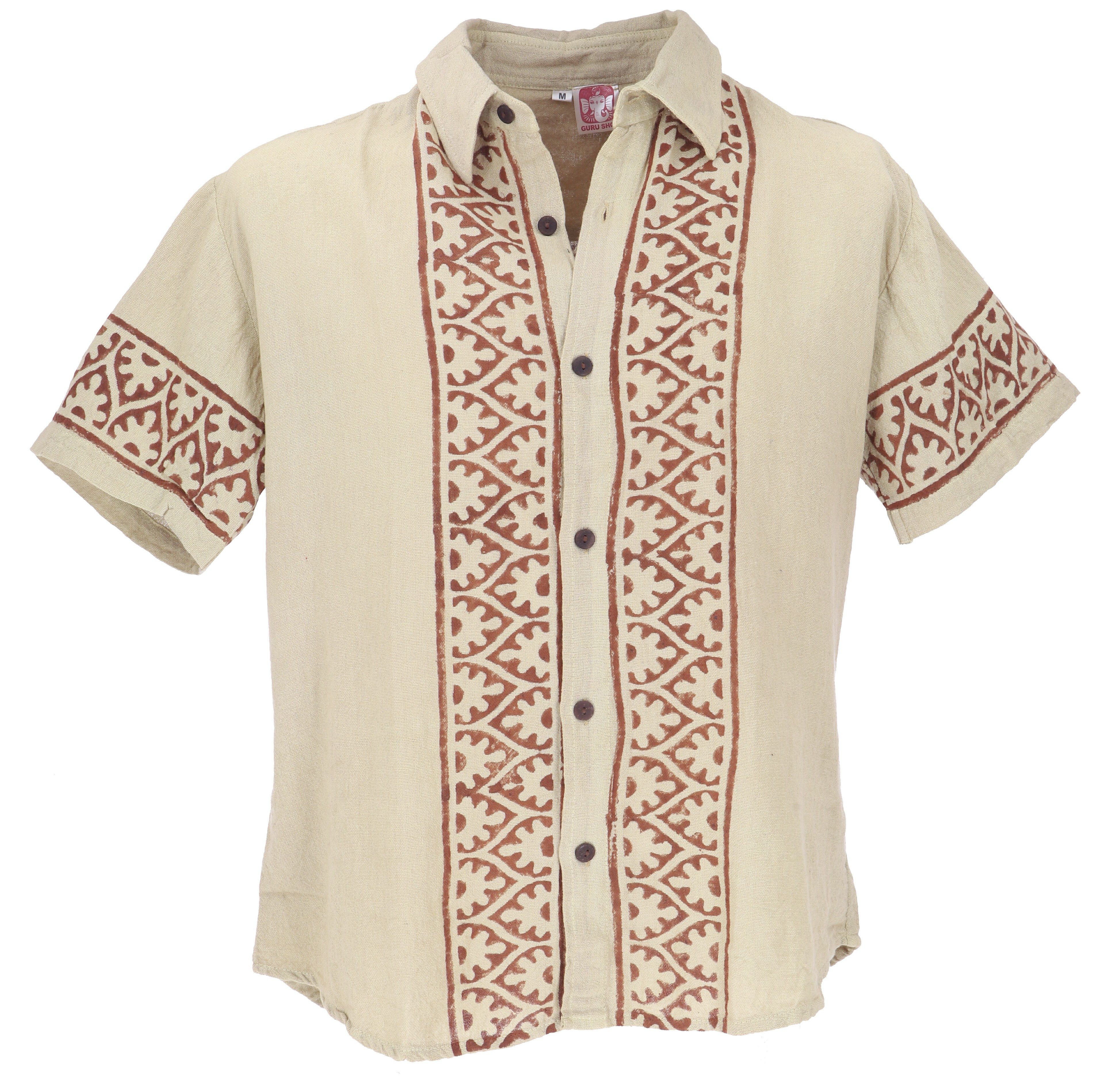 Guru-Shop Hemd & Shirt Natürliches Hemd aus Indien, Ethnohemd - beige Ethno Style, alternative Bekleidung