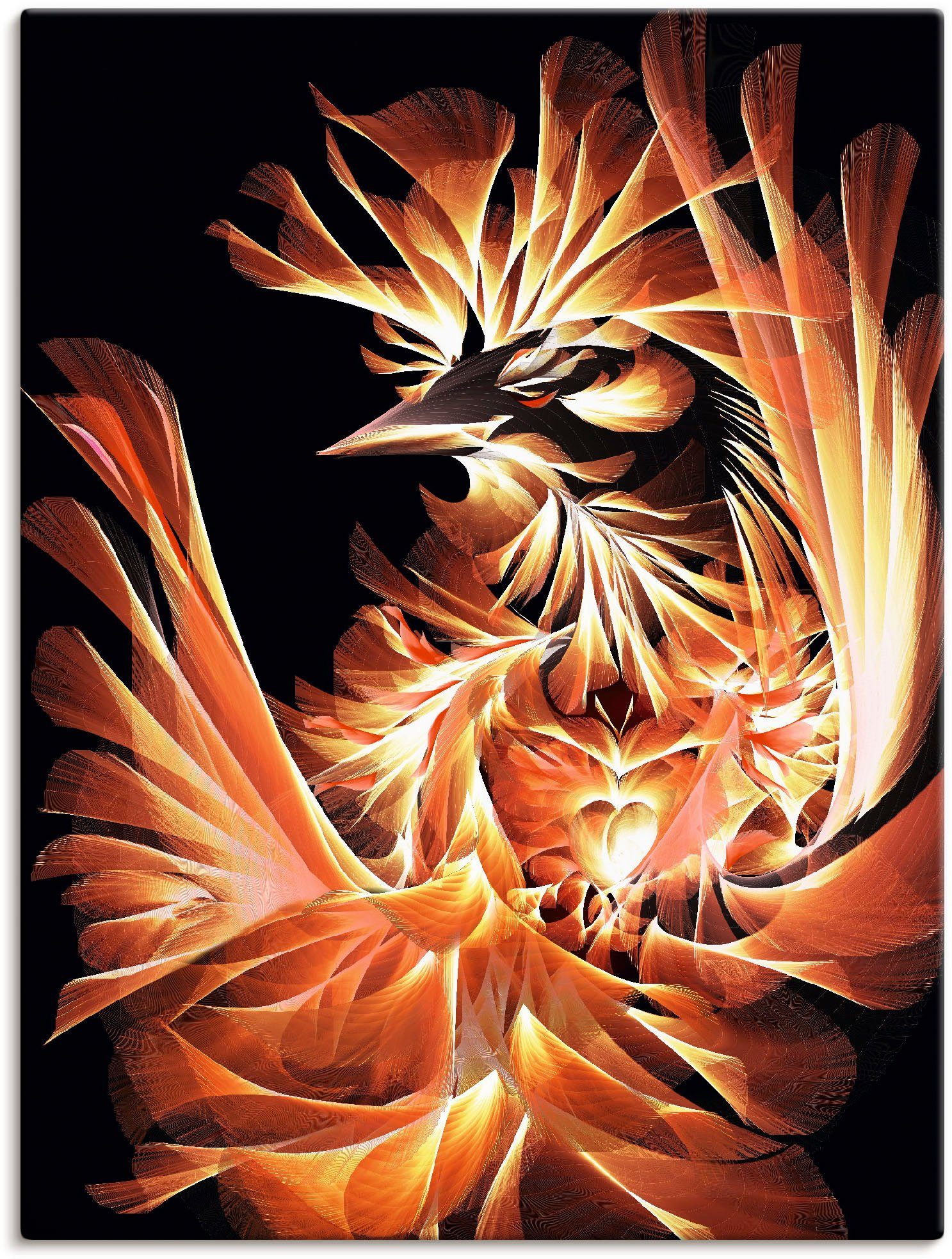 Artland Leinwandbild Geburt des Feuervogels, Animal Fantasy (1 St), auf Keilrahmen gespannt