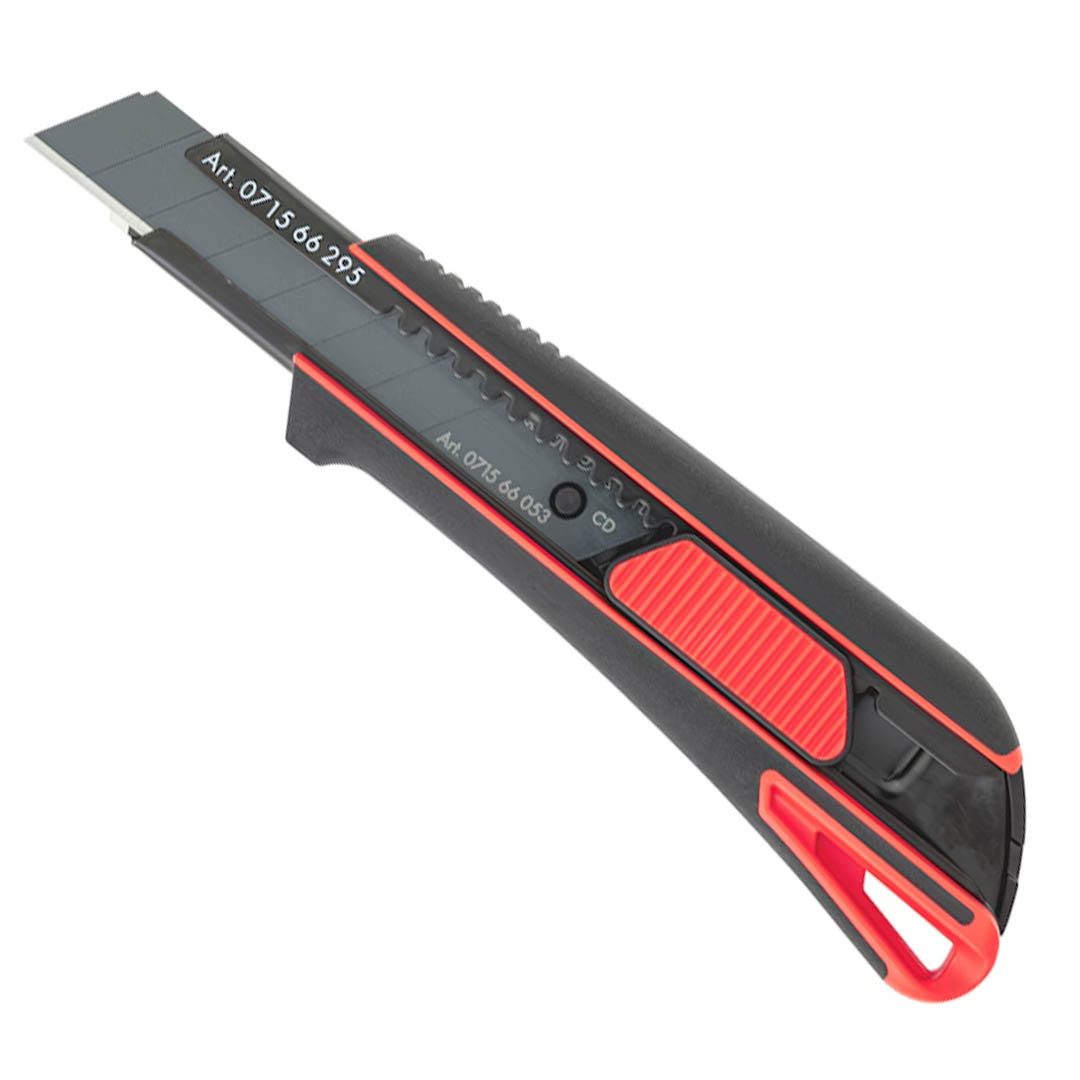 Würth Cuttermesser 2K Cuttermesser 18mm inkl. 3 Abbrechklingen extrem scharf 071566295, Klinge: 1,8 cm, mit Klingenreservefach für 2 Klingen