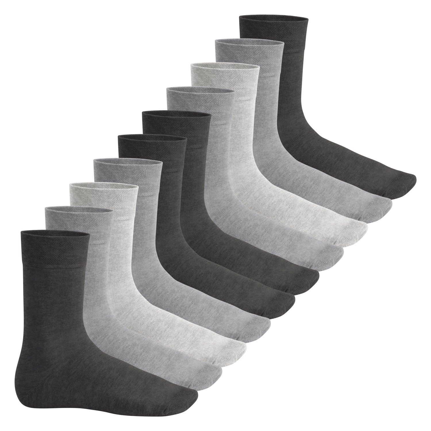 Footstar Basicsocken Everyday! Herren & Damen Socken (10 Paar) mit Baumwolle Classic Grey