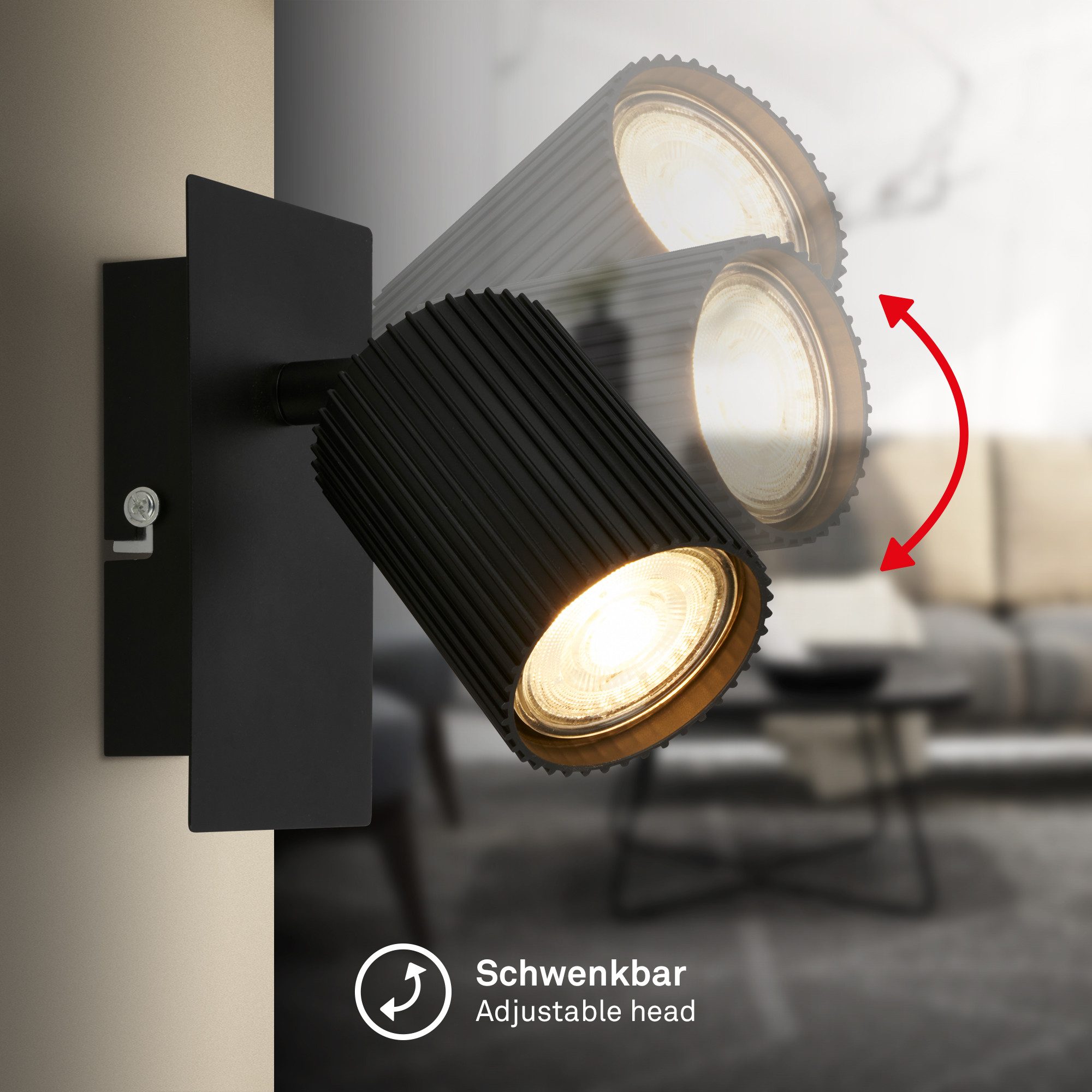 Briloner Leuchten LED Deckenspot Deckenleuchte Wandleuchte schwenkbar GU10 Deckenlampe Wohnzimmer Flur, 1-flammig, ohne Leuchtmittel, Abhängig vom Leuchtmittel, – Bild 4 von 5