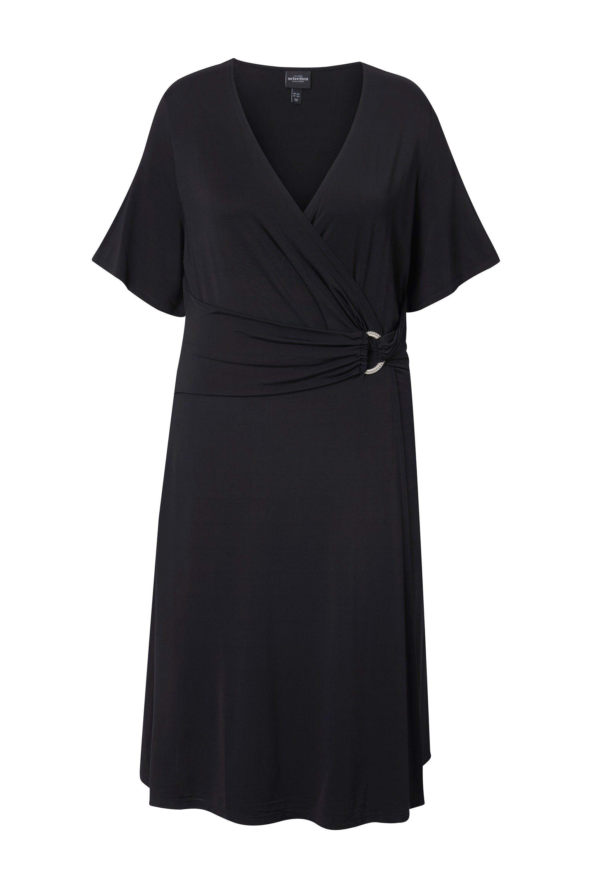 Ulla Popken Midikleid Slinkykleid Drapierung V-Ausschnitt günstig online kaufen