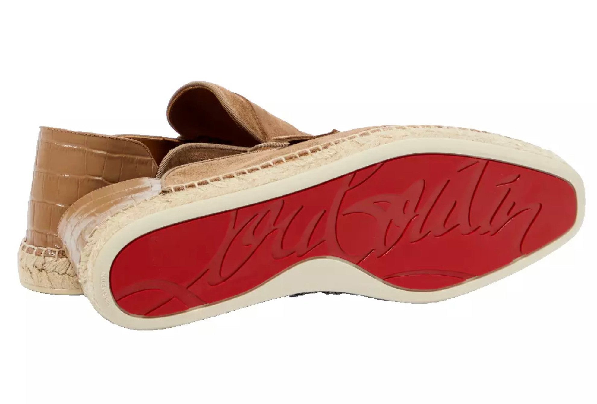CHRISTIAN LOUBOUTIN Espadrilles Slippers mit Umklappbare Fersenpartie Loafer Umklappbare Fersenpartie, roter Unterseite und geflochtener Jute