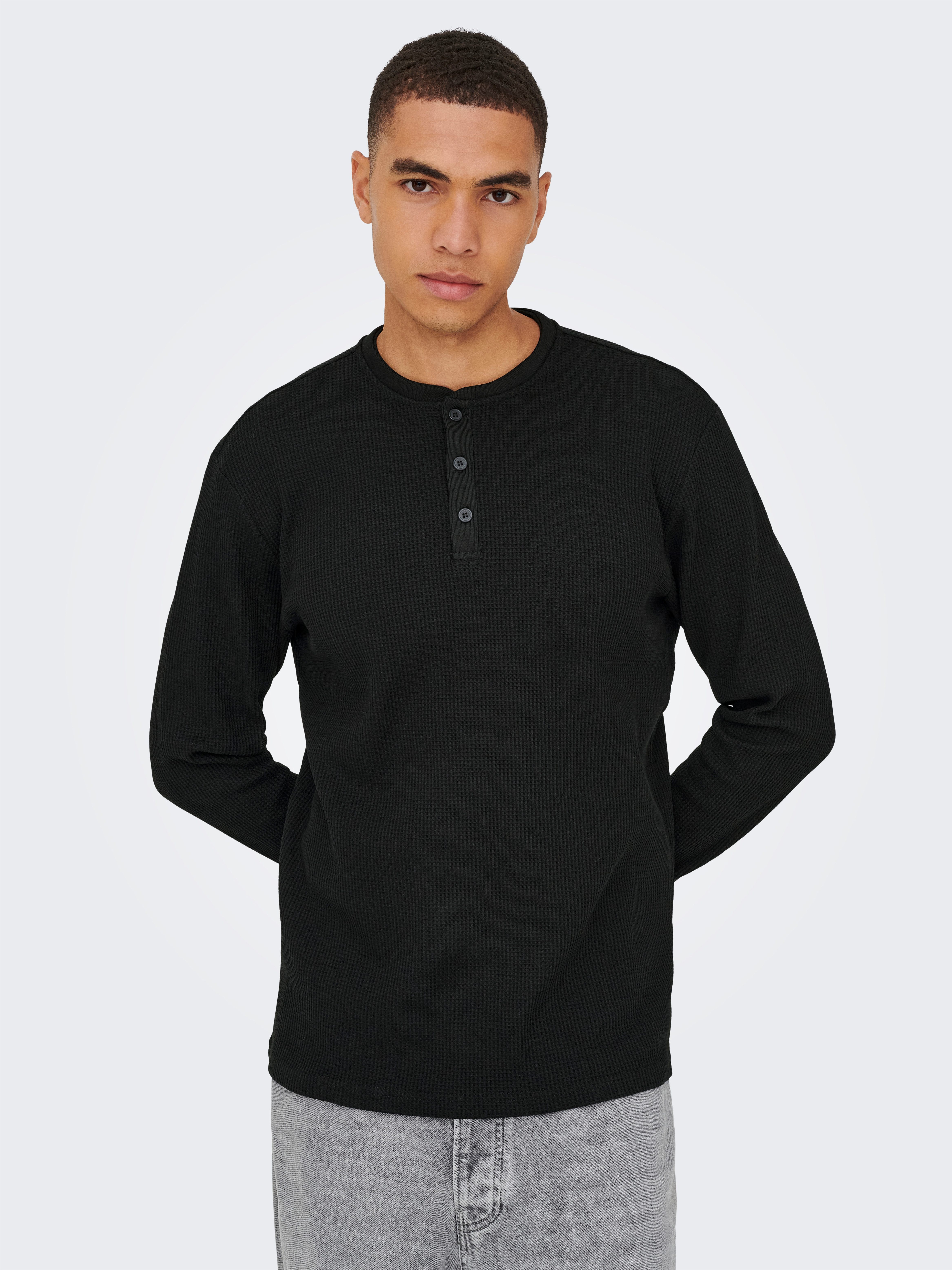 ONLY & SONS Langarmshirt ONSTOBIE REG LS HENLEY TEE NOOS Baumwollmischung, günstig online kaufen