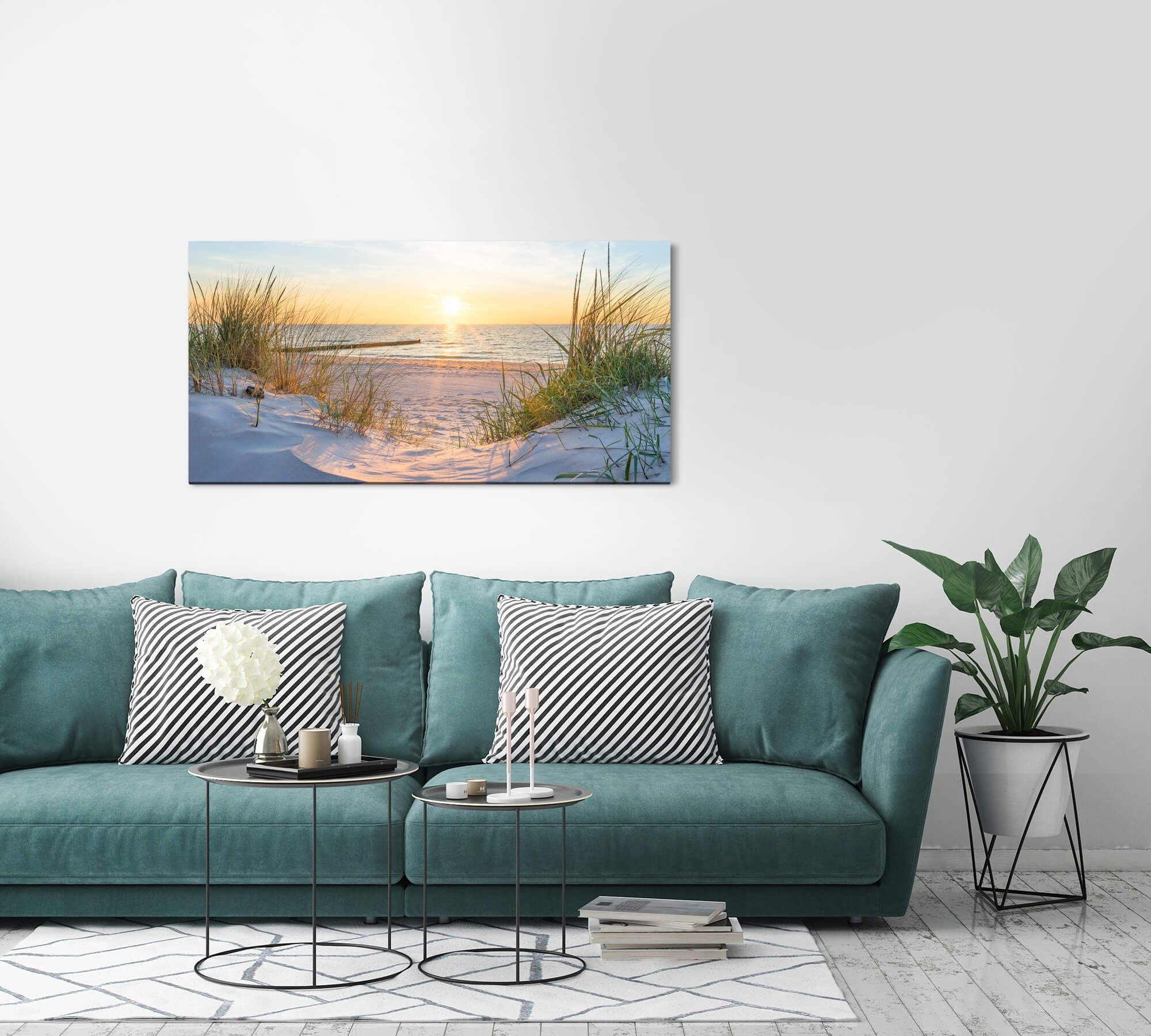 Sinus Art Leinwandbild Sonnenuntergang an der Ostsee Wandbild in verschiede günstig online kaufen