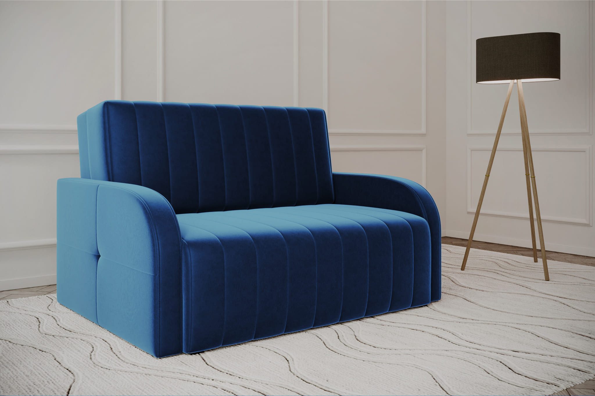 MOEBLO Kindersofa aus Samt MONTANA 120, Schlafsessel Sofa Sessel Jugendsofa Schlafsofa 2-Sitzer Gästebett mit Schlaffunktion, mit Bettkasten, mit Relaxfunktion