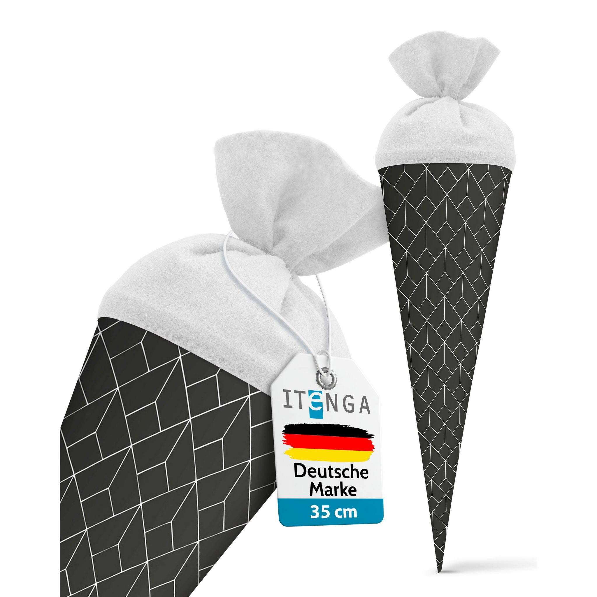 itenga Schultüte itenga Geschwister Schultüte 35cm "Muster abstrakt" schwarz weiß – Bild 3 von 5